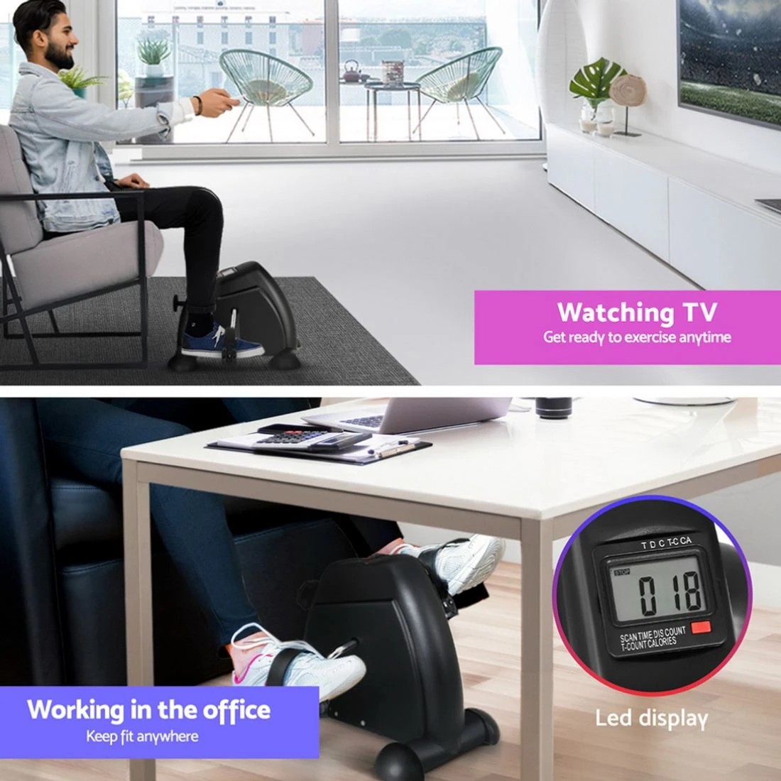 5 140cm Artiss Electric Standing Desk with Mini Pedal Exercise Bike Home Office - Multi, 5 of 6