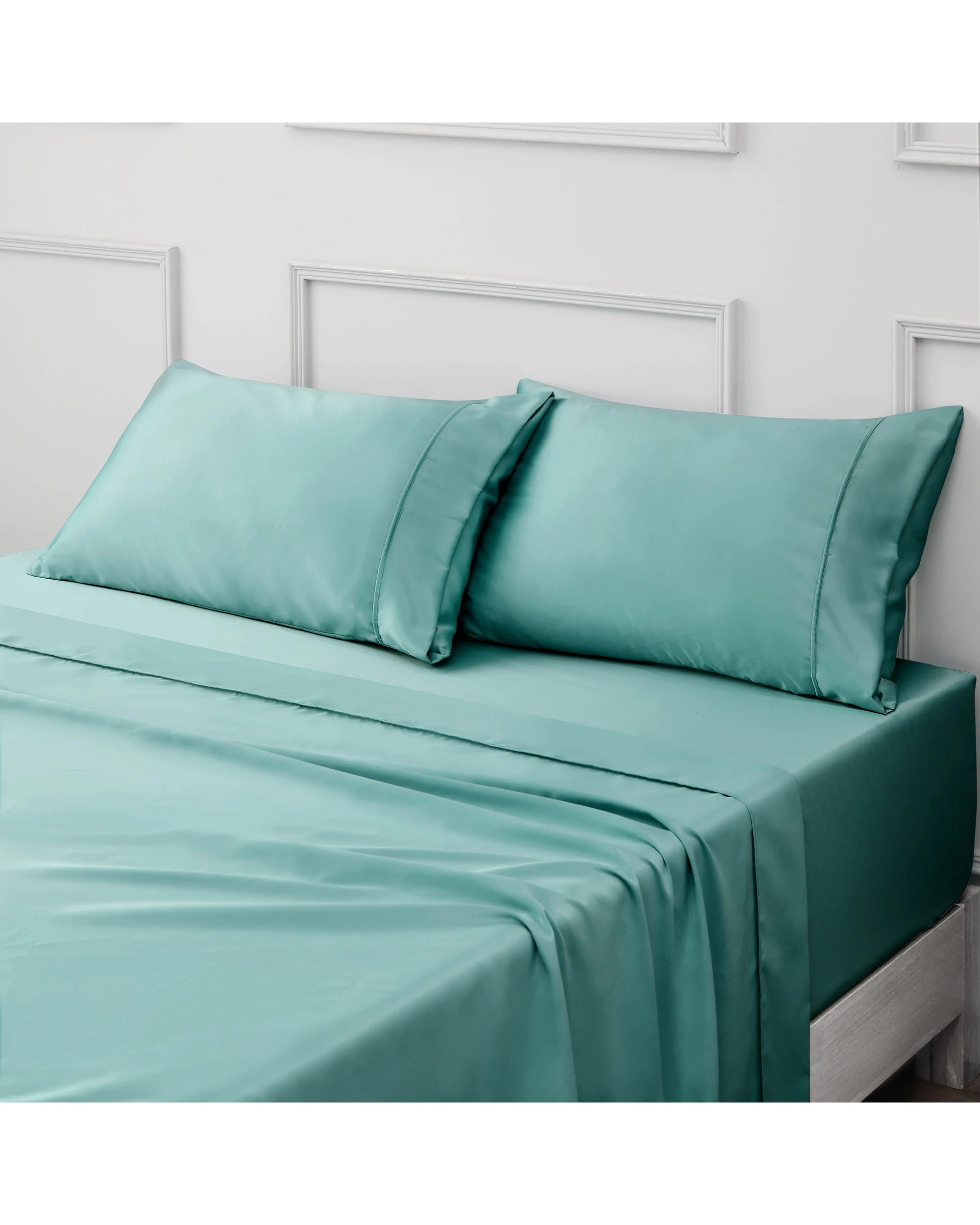 2 Dreamaker Matte Satin Standard Pillowcase Twin Pack - Duckegg, 2 of 6