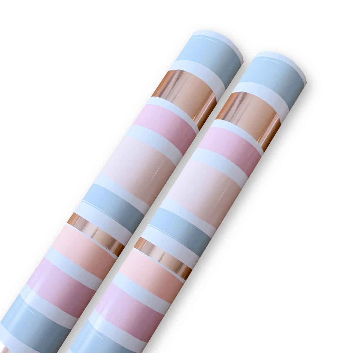 3 Hallmark Gift Wrap Roll - Pastel and Metallic Rose Gold Stripes, 3 of 3