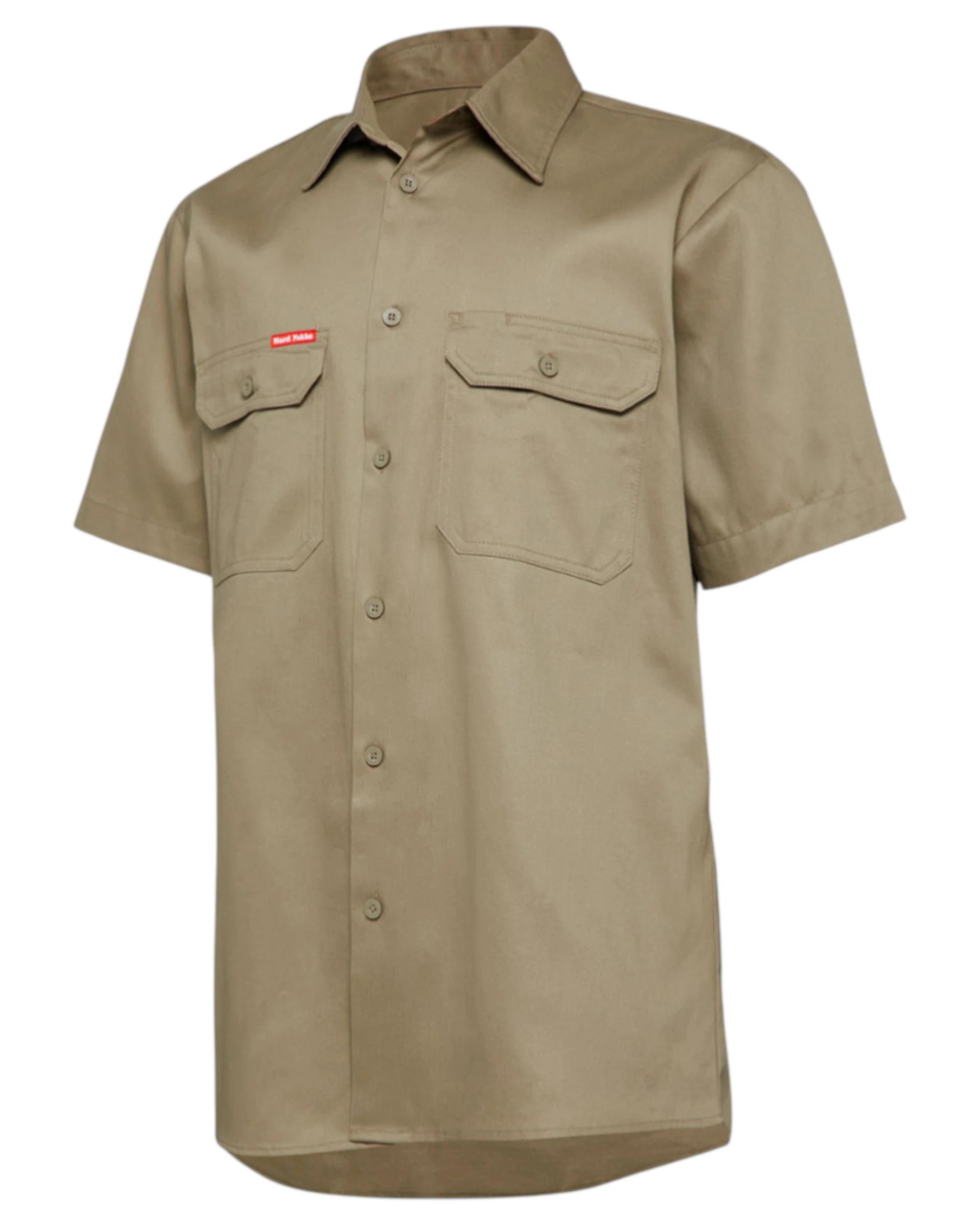 1 Hard Yakka 2 Pack Mens Short Sleeve Lightweight Drill Ventilated Shirt KHAKI, 1 of 6