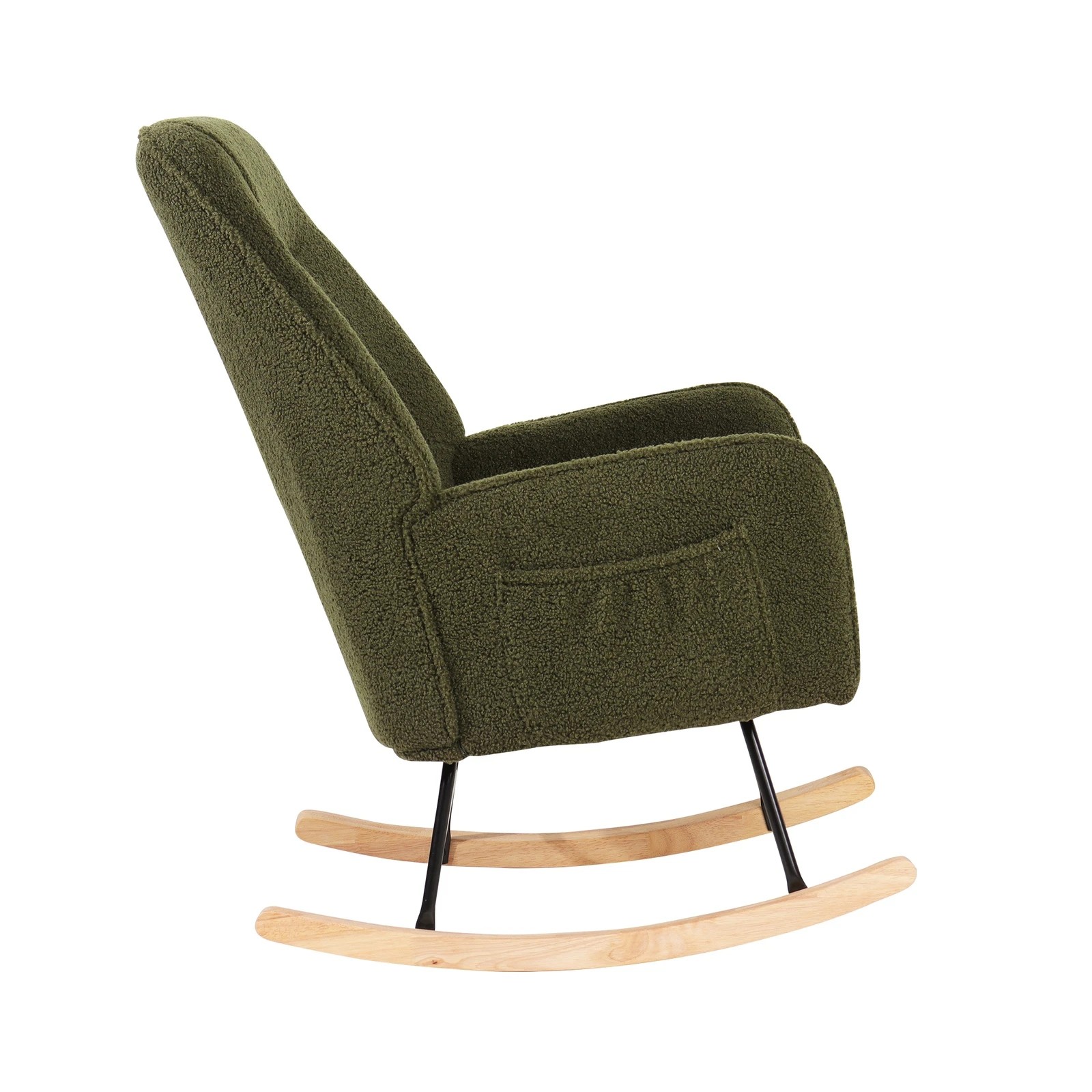8 Oikiture Rocking Chair Nursing Armchair Sherpa Accent Chairs Upholstered - Green, 8 of 10