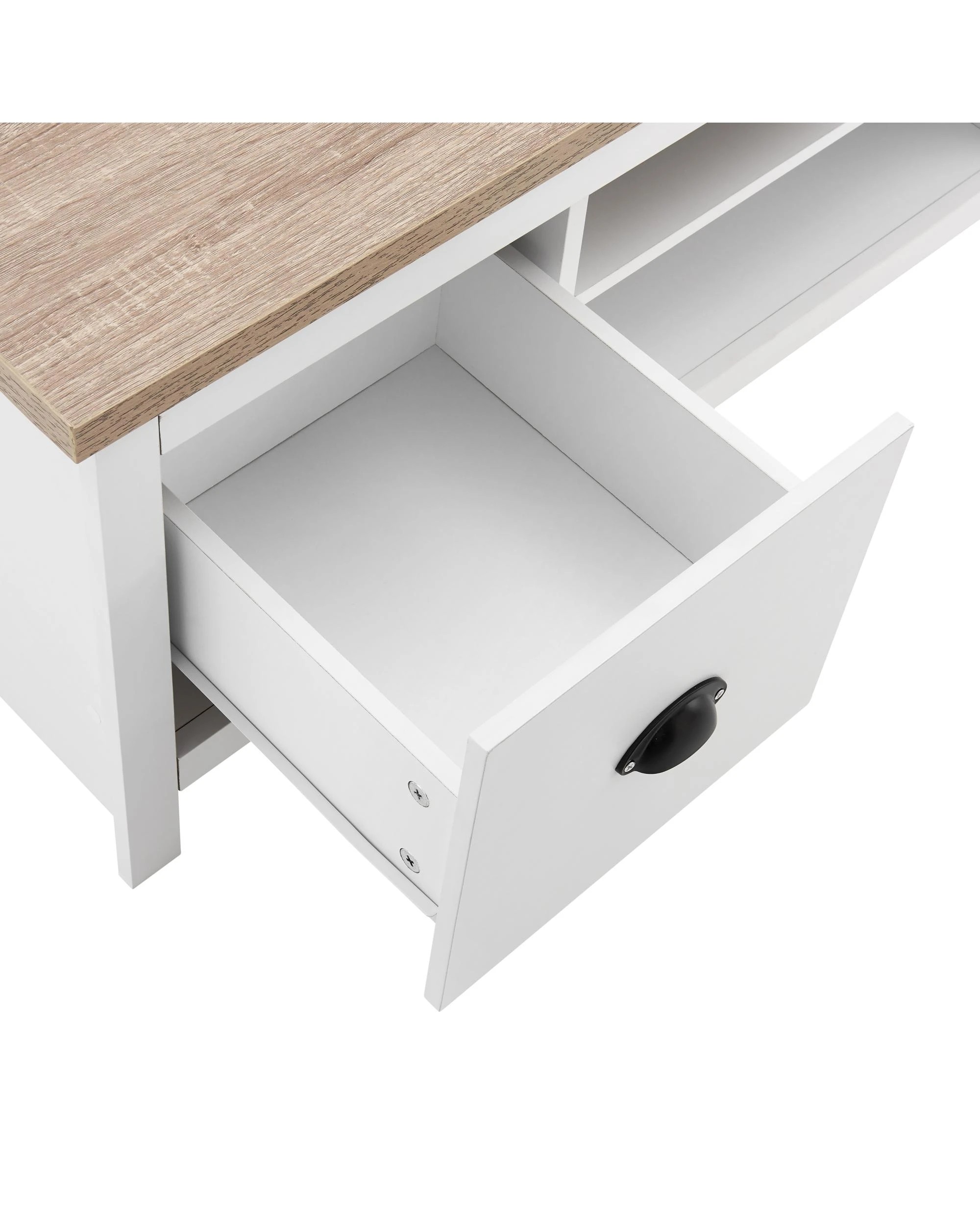 6 Kodu Entertainment Hamptons Unit TV Cabinet TV Stand 120cm 2 Drawers White and Oak, 6 of 6