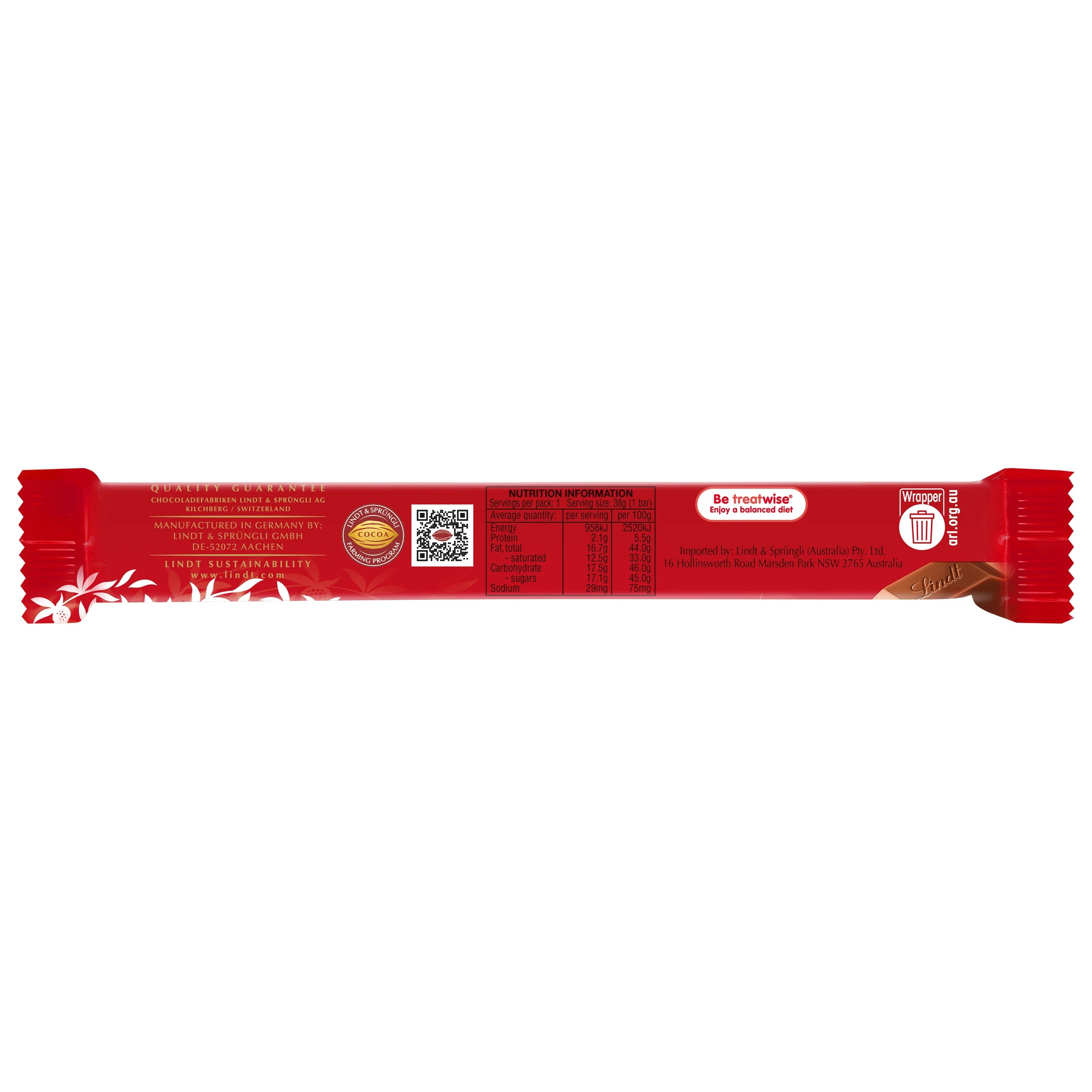 2 Lindt LINDOR Milk Chocolate Bar 38g, 2 of 3