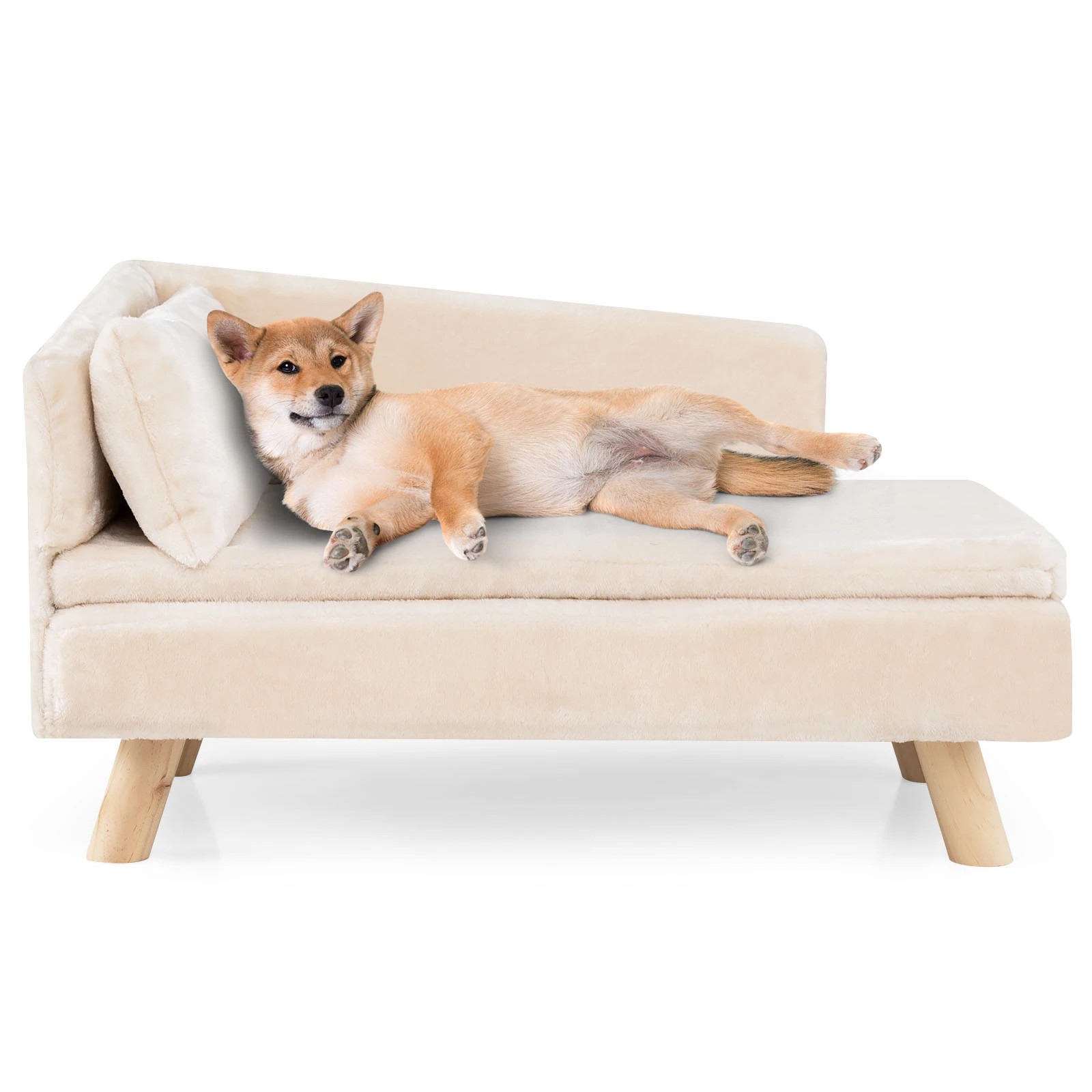 6 Costway Elevated Pet Sofa Bed w/Pillow Indoor Couch Chair for Medium Small Dogs Cats - White, 6 of 7
