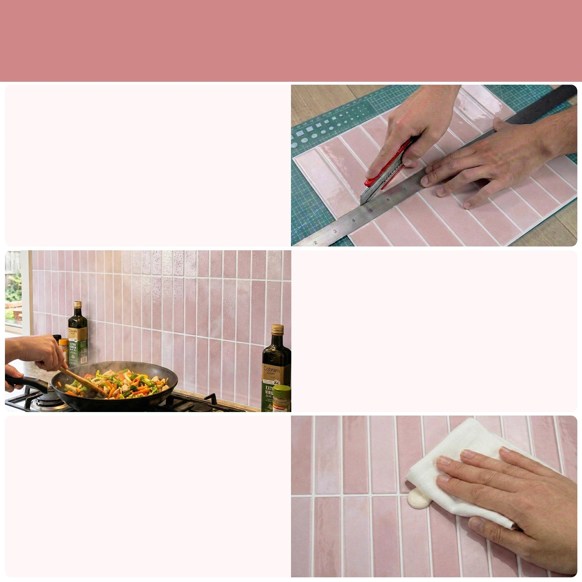 6 Artiss 3D Peel and Stick Wall Tiles Self Adhesive LinearGrid Backsplash 10 - Pink, 6 of 8
