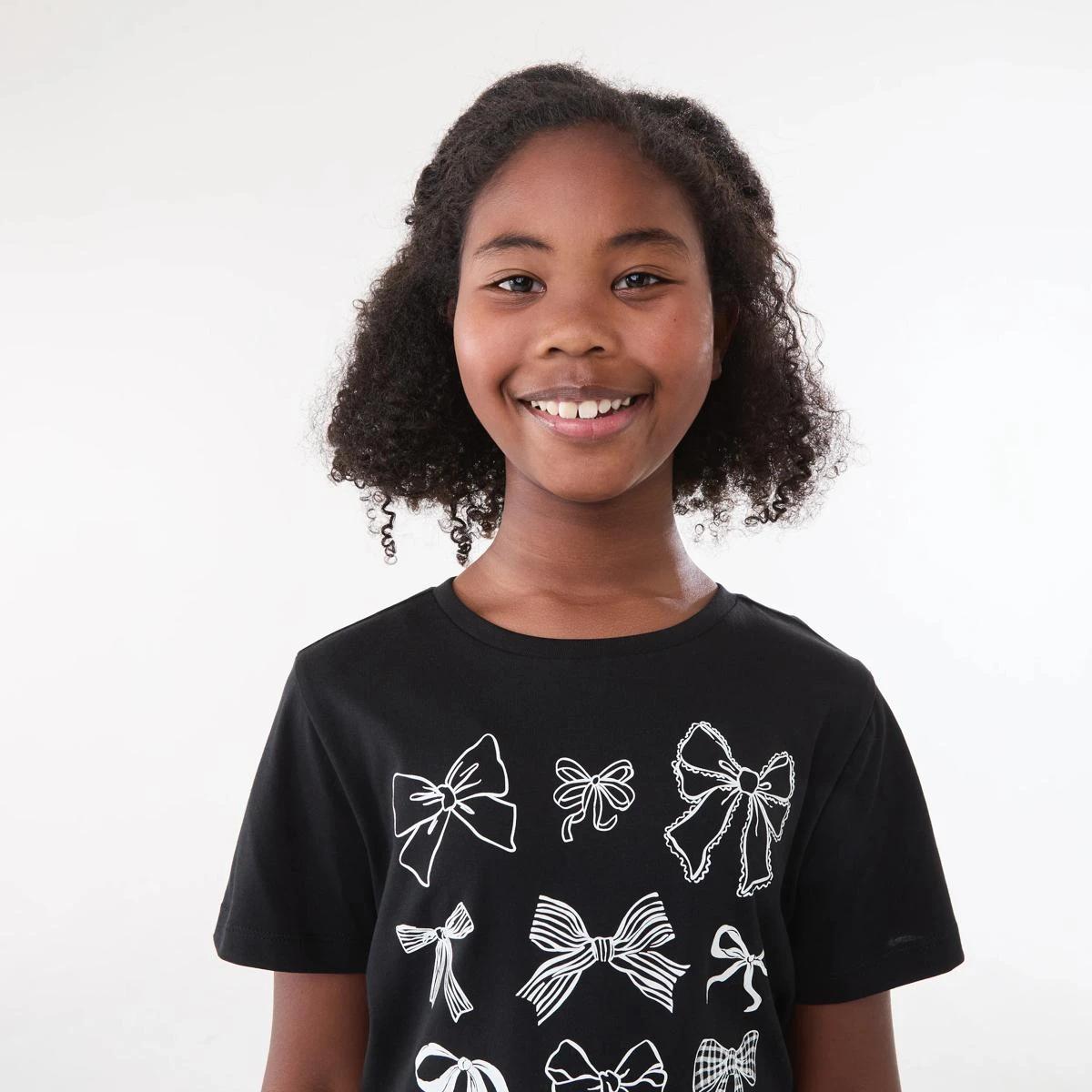 3 Short Sleeve Print T-shirt Blk Bows, 3 of 5