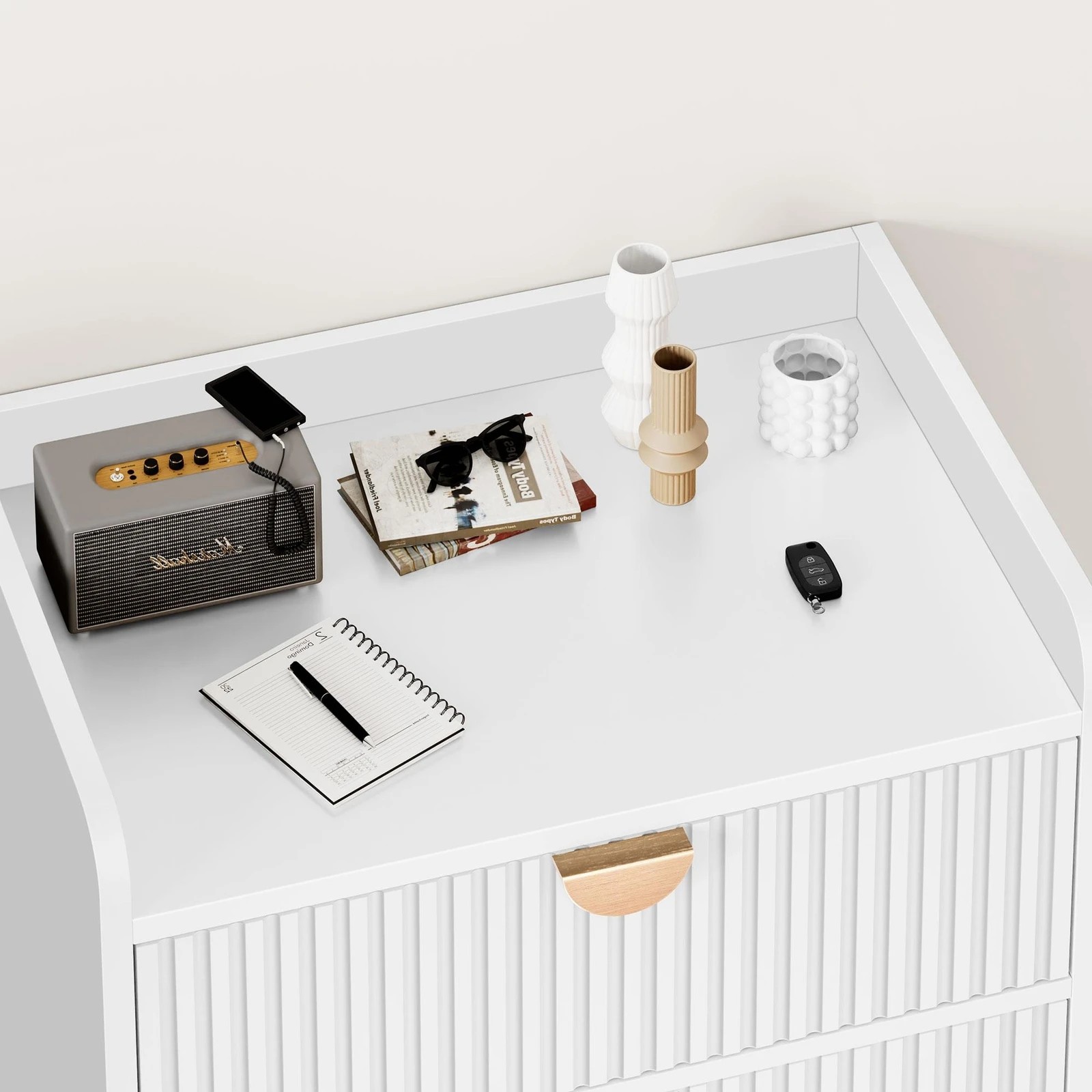 7 Alfordson 3 Chest of Drawers Modern Storage Cabinet Dresser Tallboy - White, 7 of 10