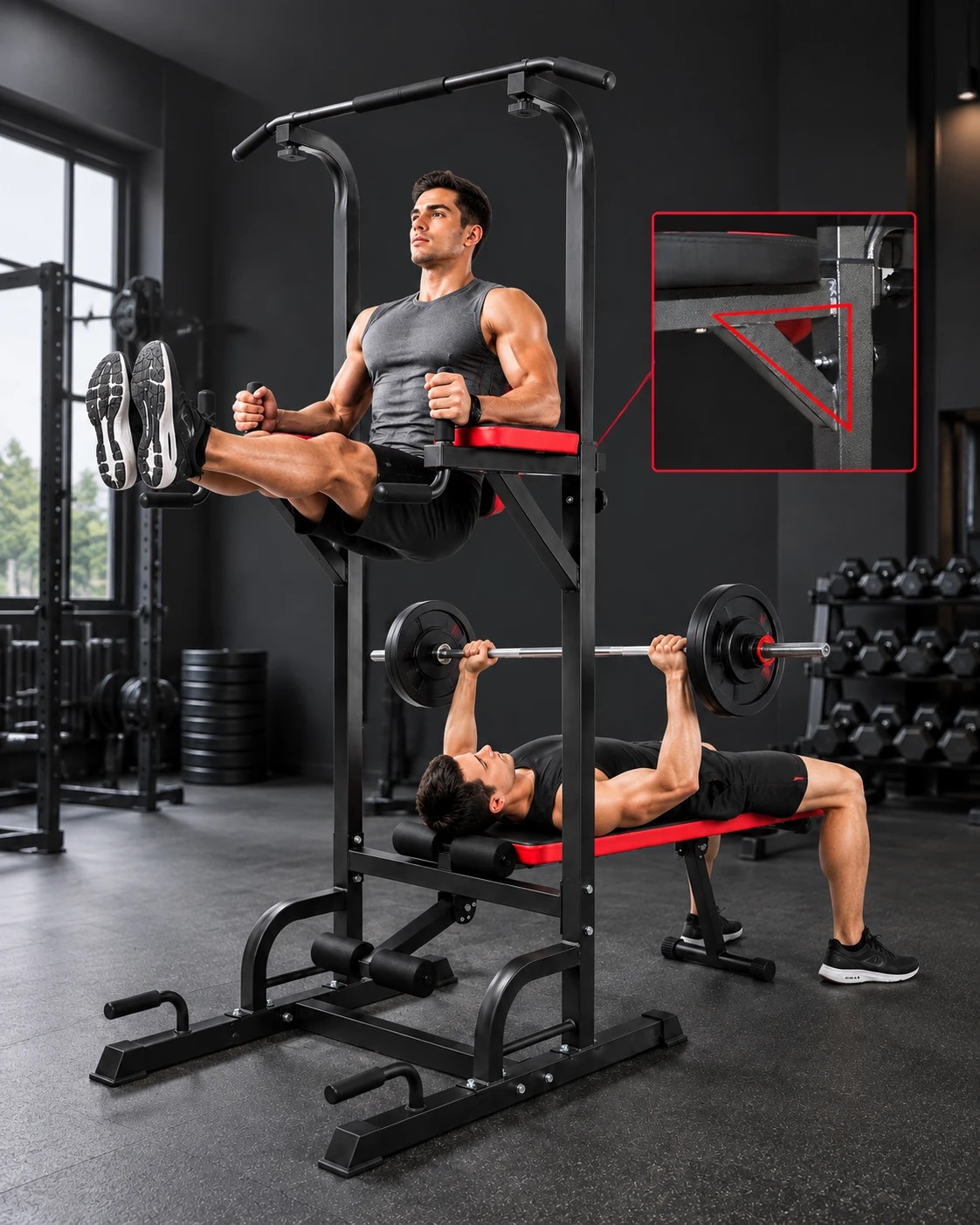 5 Fitness Master Multi Function Power Tower Pull Up Dip Station Bench Home Gym Stand, 5 of 10