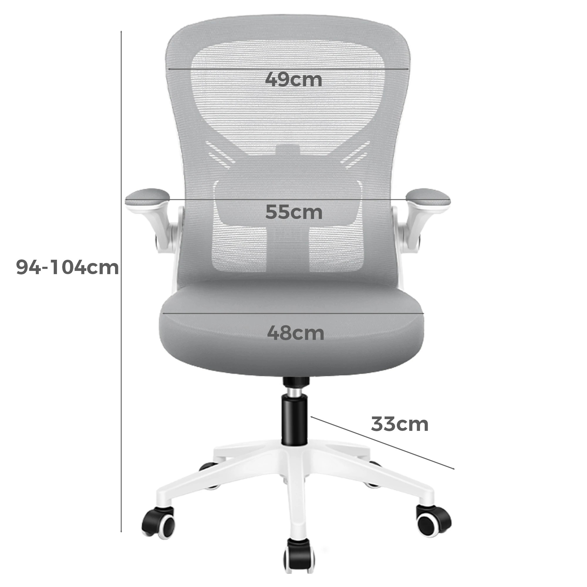 6 Alfordson Mesh Office Chair Executive Tilt Fabric Seat Computer Racing Work Seat - White Grey, 6 of 10
