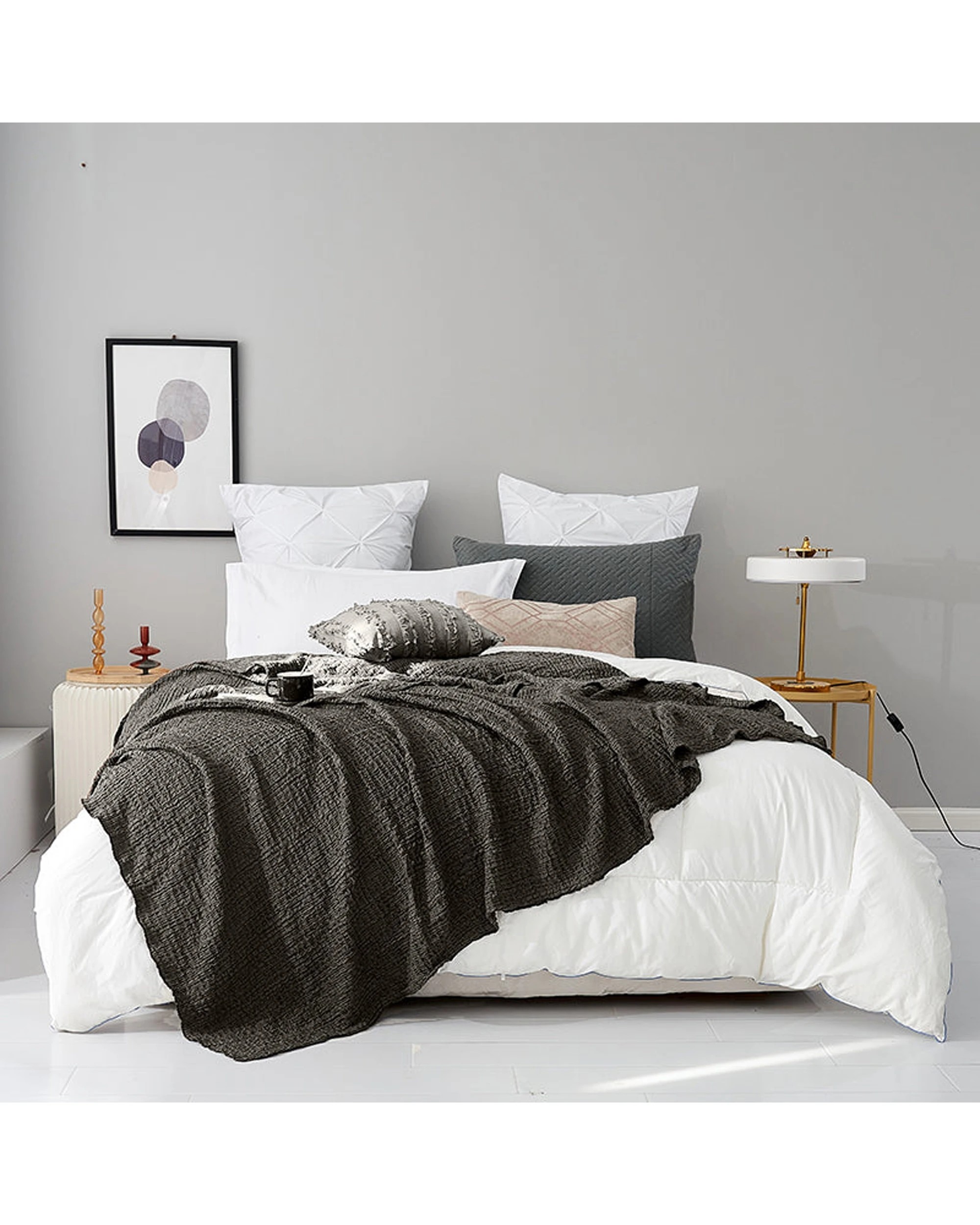 2 Cotton More Corrugated Seersucker Blanket Throw 150x200cm - Brown, 2 of 8