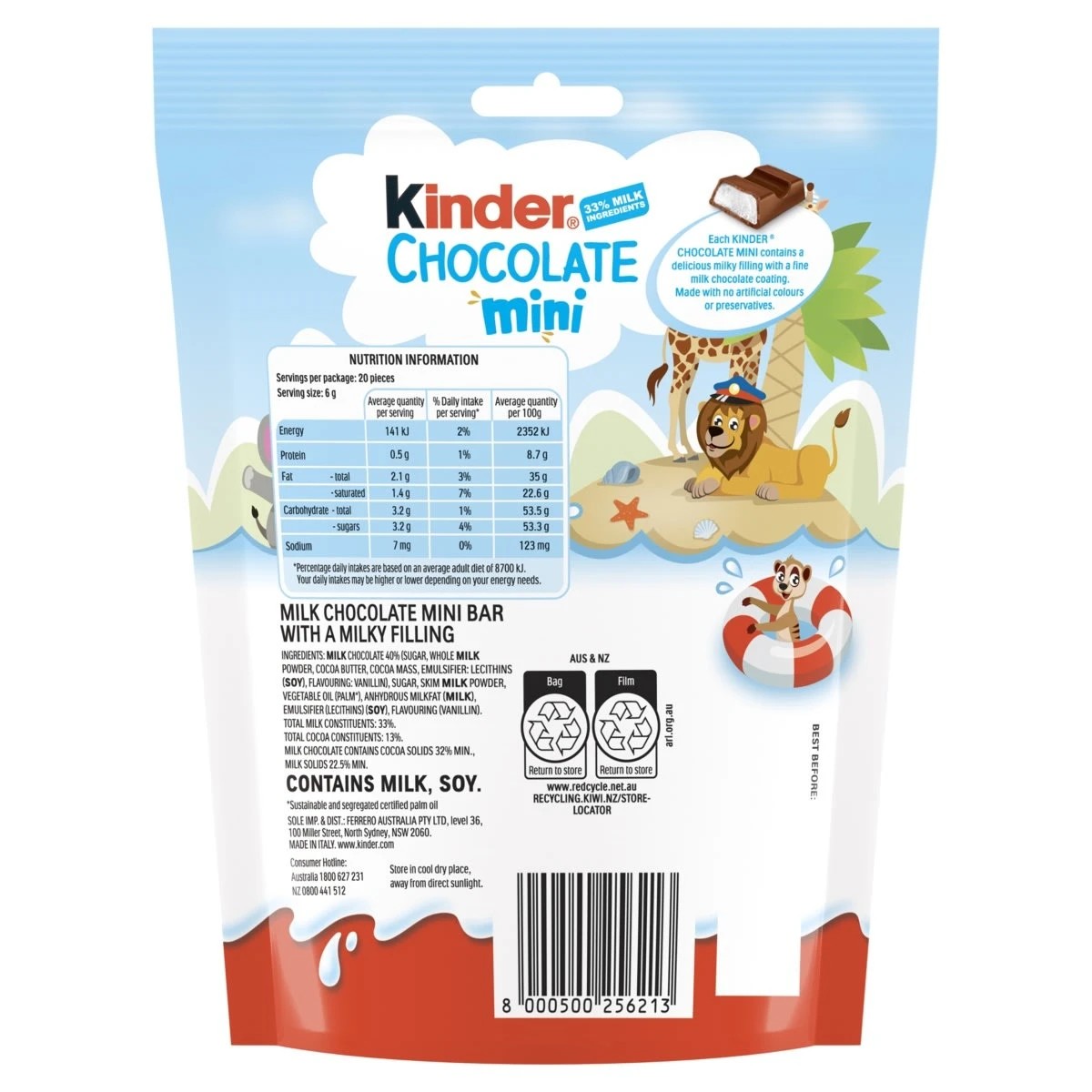 2 Kinder Chocolate Mini Milk Chocolate Share Bag Safari World 120g, 2 of 2