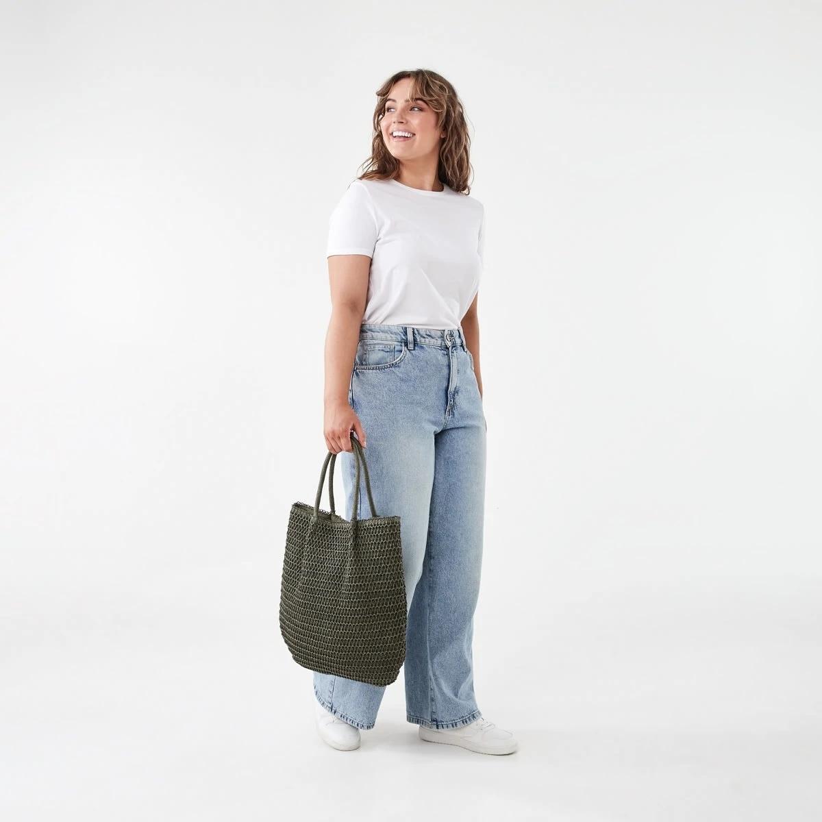 6 Soft Woven Tote Bag Grn Olive, 6 of 6