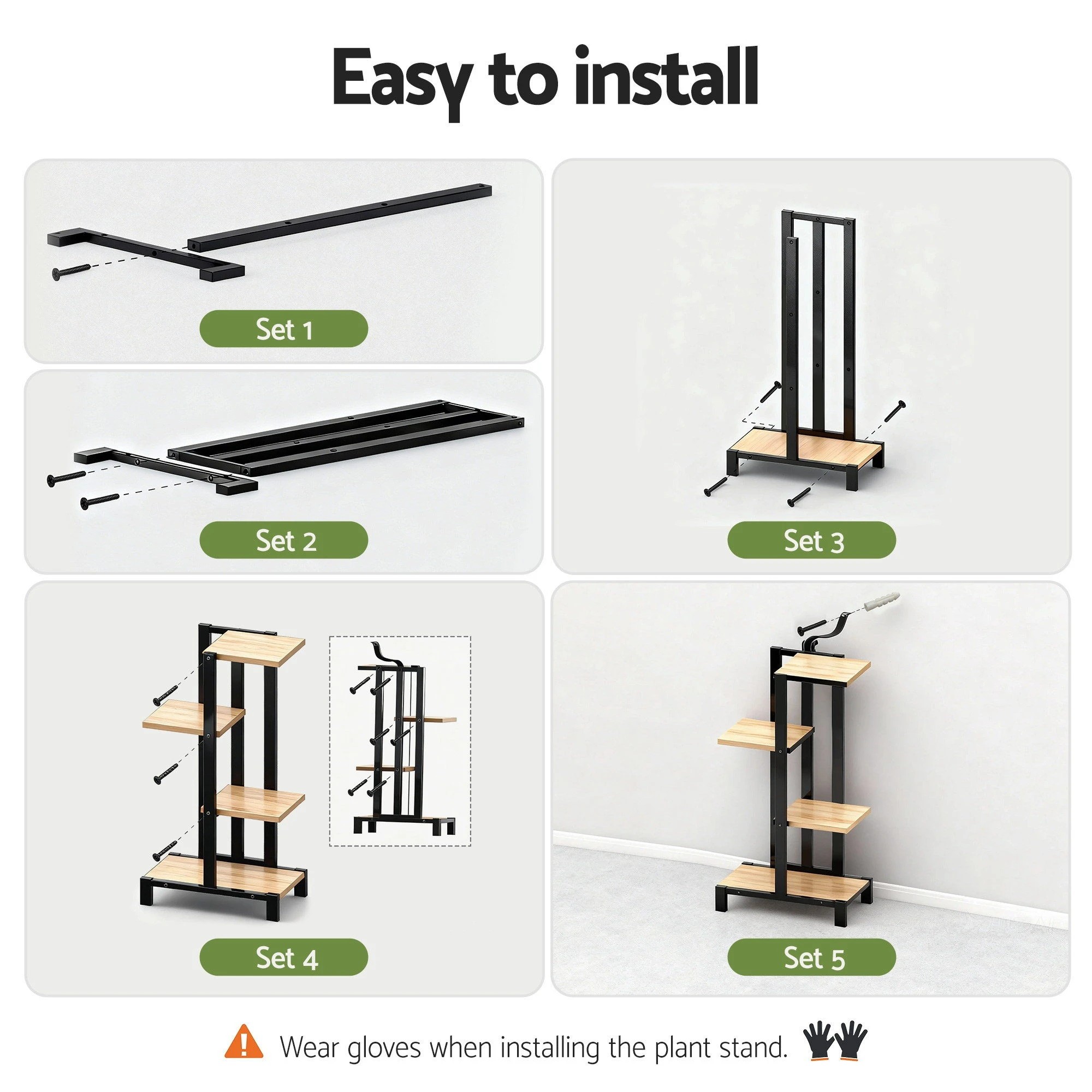 8 Artiss 4 Tiers Plant Stand Metal Flower Pots Shelf Indoor Outdoor Garden Home - Multi, 8 of 8