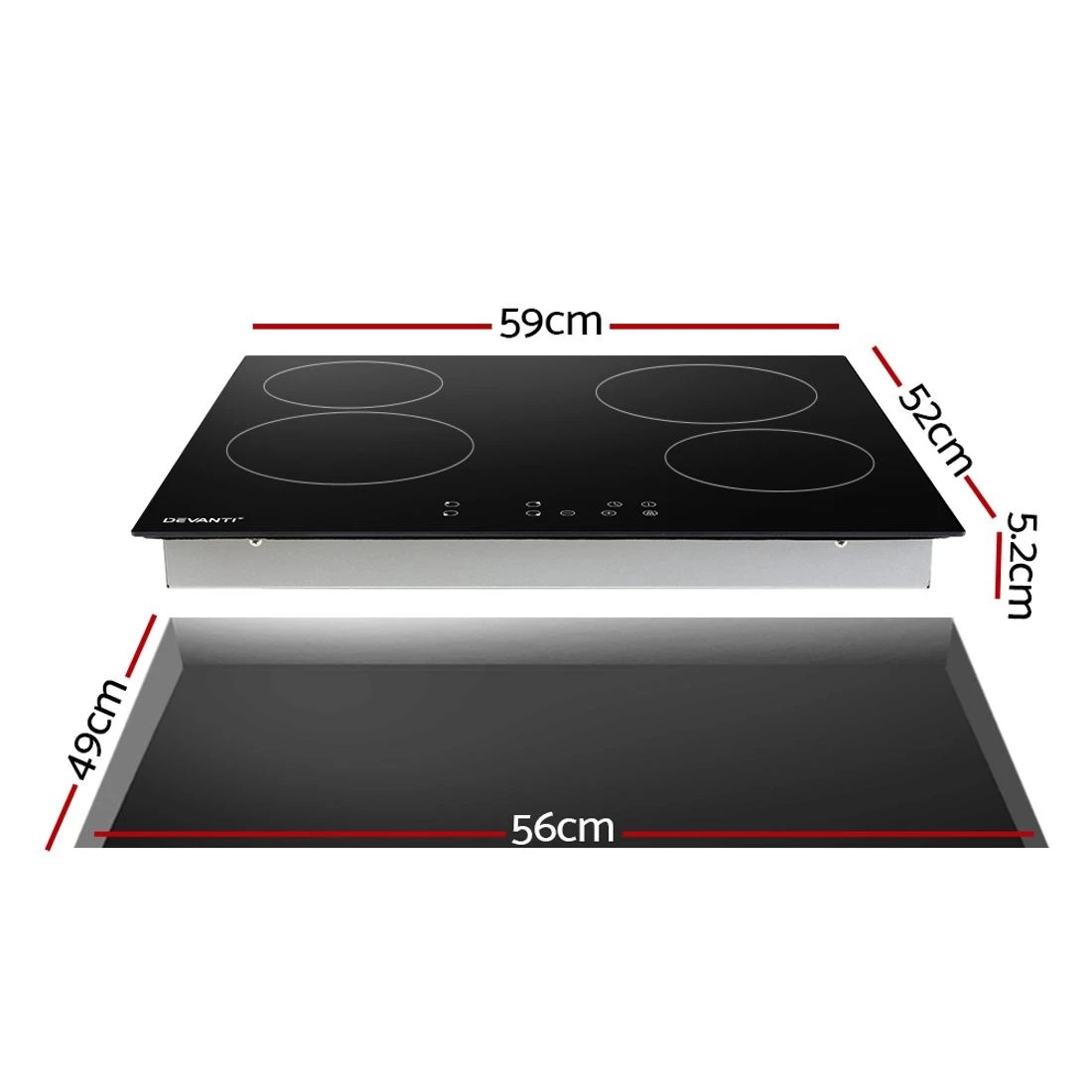 2 Devanti Electric Ceramic Cooktop 60cm Touch Control
 - Black, 2 of 5