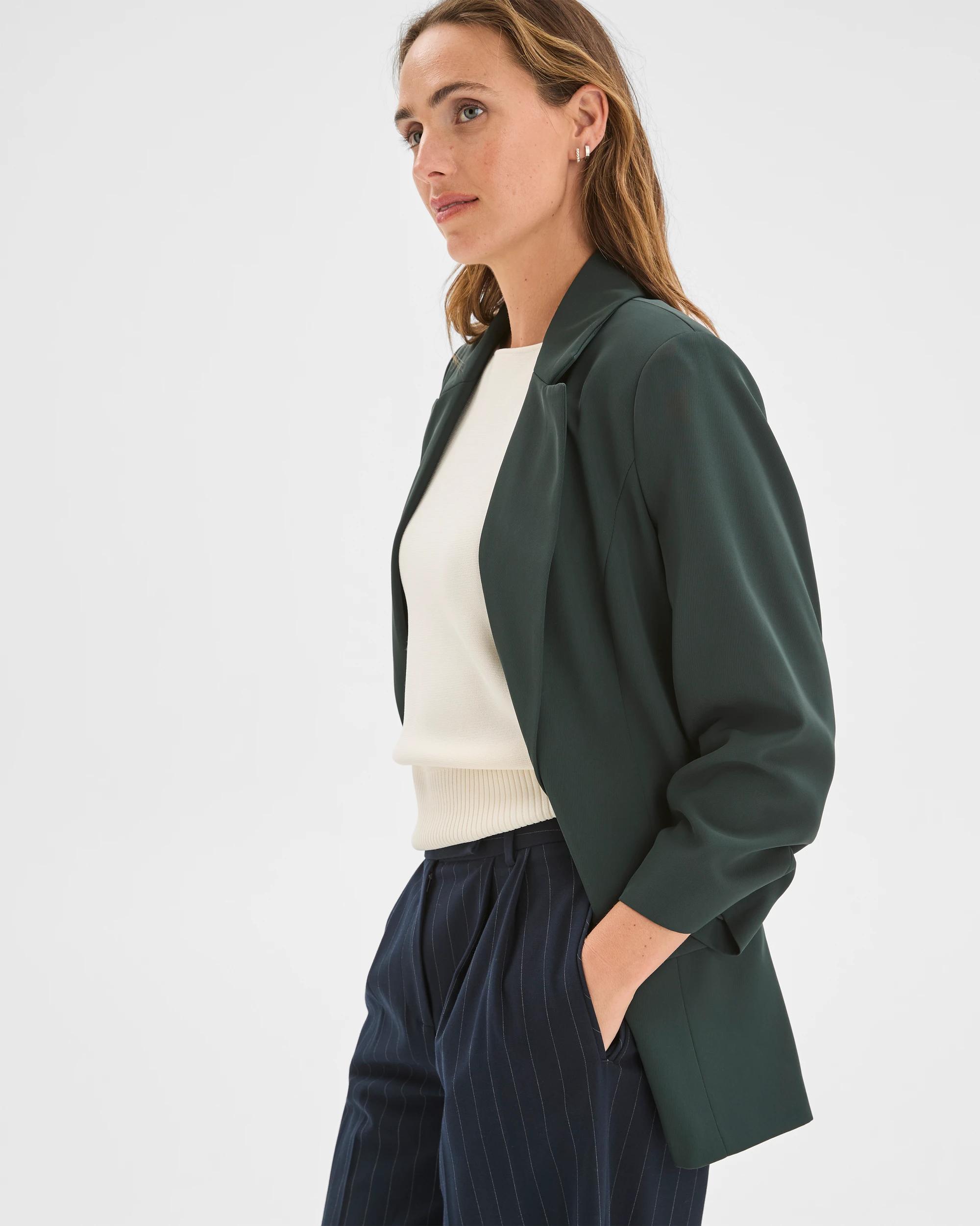4 Preview Ruched Sleeve Blazer MID JADE, 4 of 6