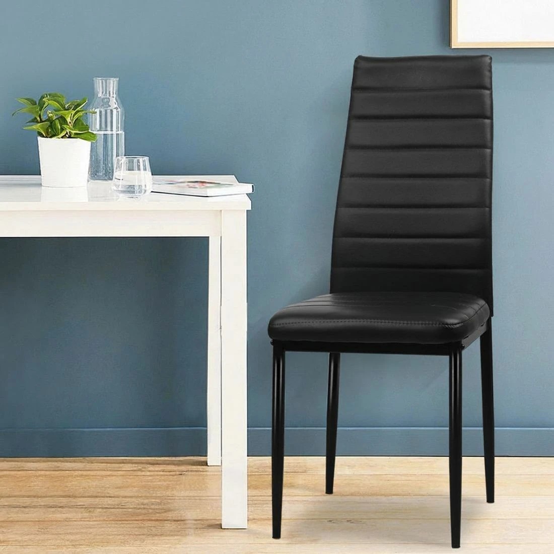 9 Artiss Dining Chairs Set of 4 Leather Channel Tufted - Black, 9 of 9