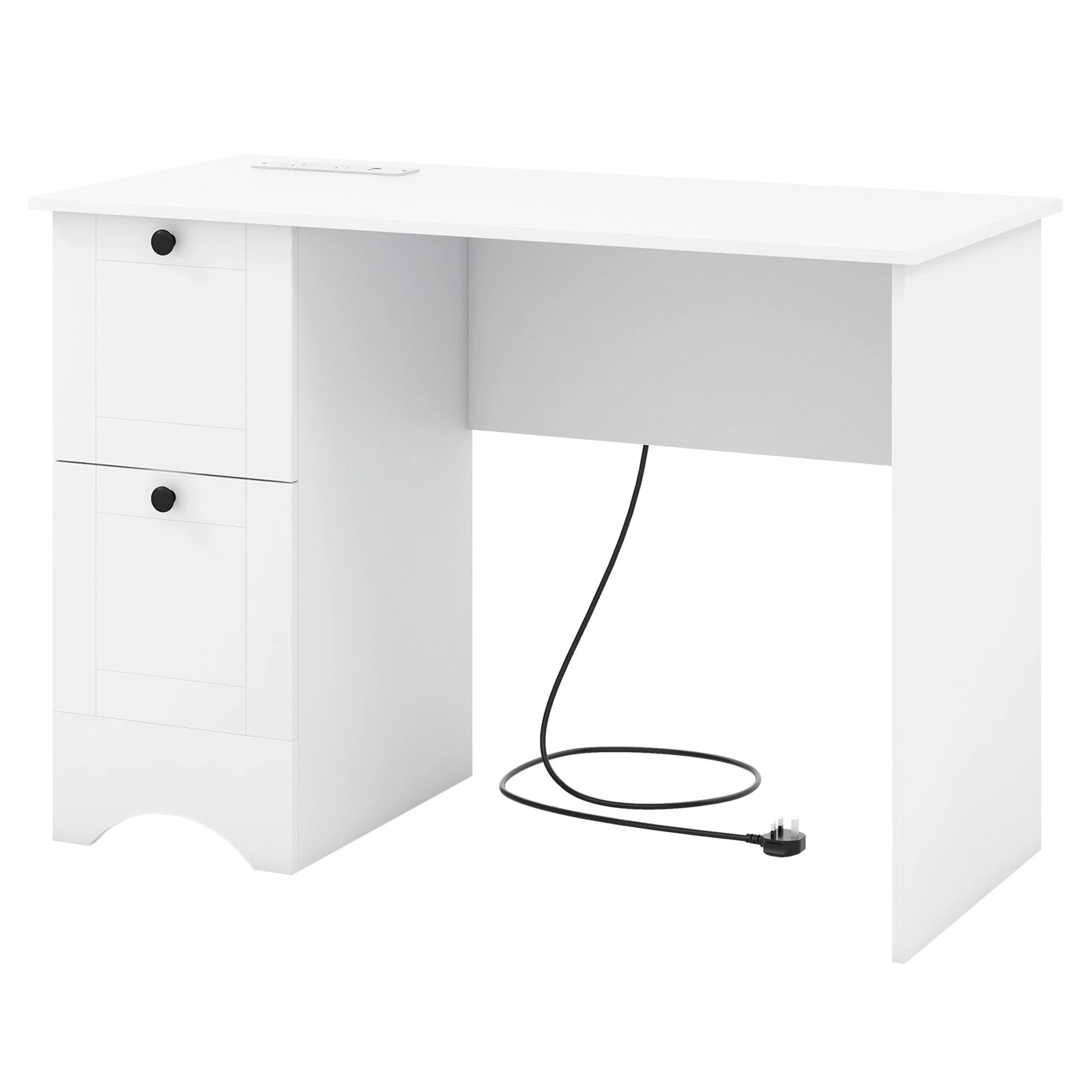 1 Costway Modern Study Writing Workstation Laptop Table Computer Desk w/Drawers, 1 of 4
