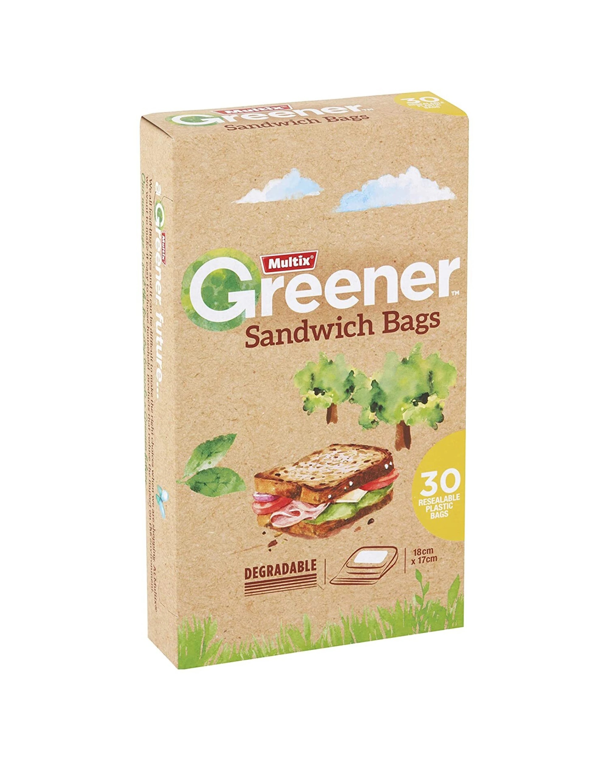 1 Multix Degradable Sandwich Bags 18cm x 17cm 1 Pack of 30, 1 of 1