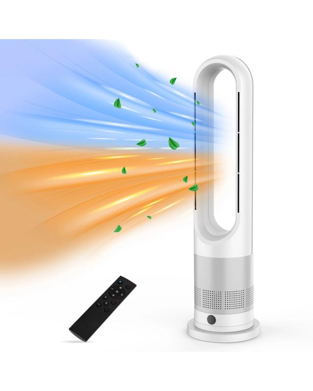 Advwin Bladeless Tower Fan, 2 In 1 Electric Fan Heater With 8 Speeds, For Room Bedroom Office