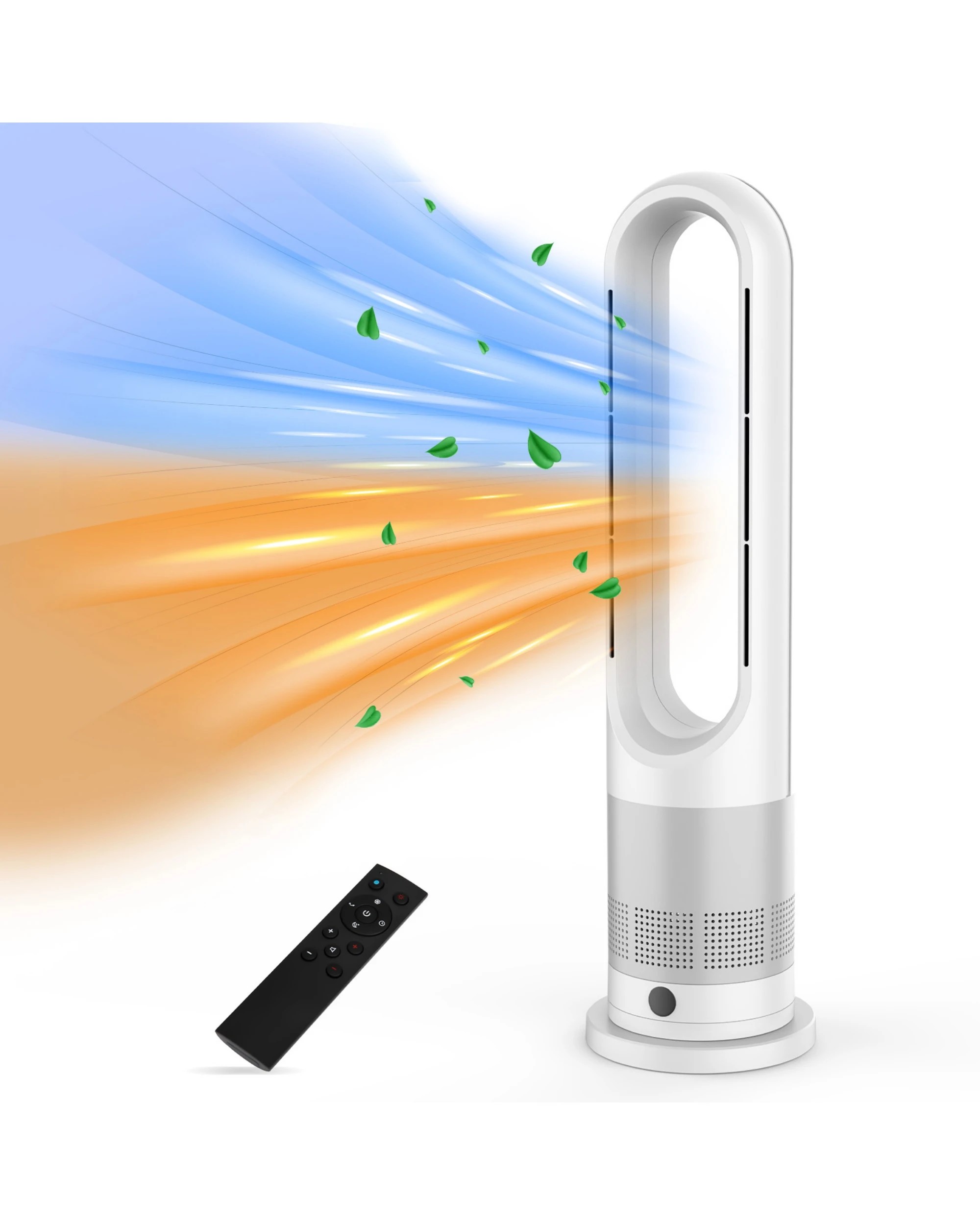 1 Advwin Bladeless Tower Fan, 2 In 1 Electric Fan Heater With 8 Speeds, For Room Bedroom Office Use, 1 of 8