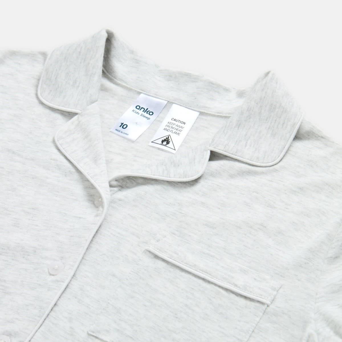 9 Long Sleeve Button Through Pyjama Set Wht Marle, 9 of 10