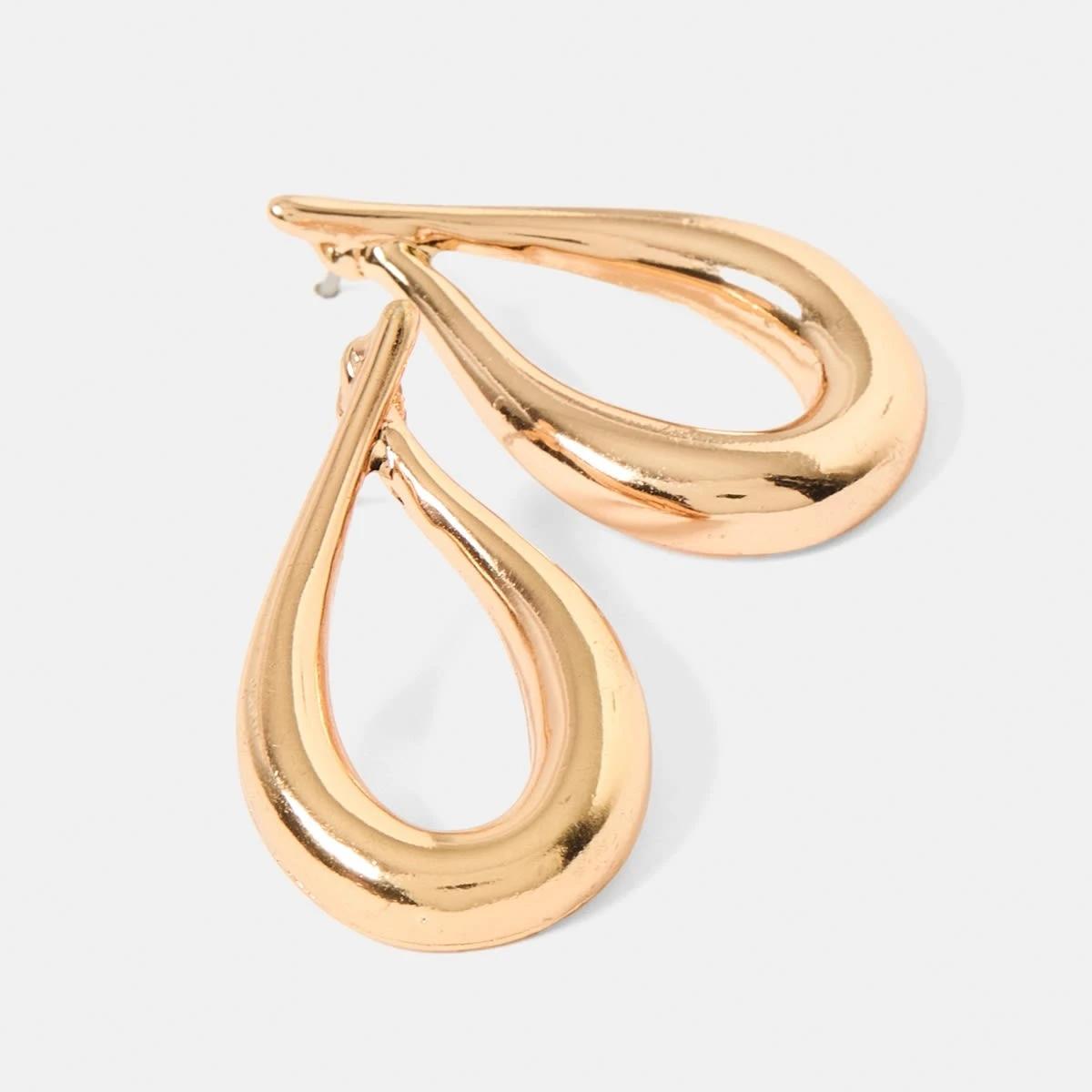 3 Crossover Teardrop Earrings - Gold Tone Gold, 3 of 5
