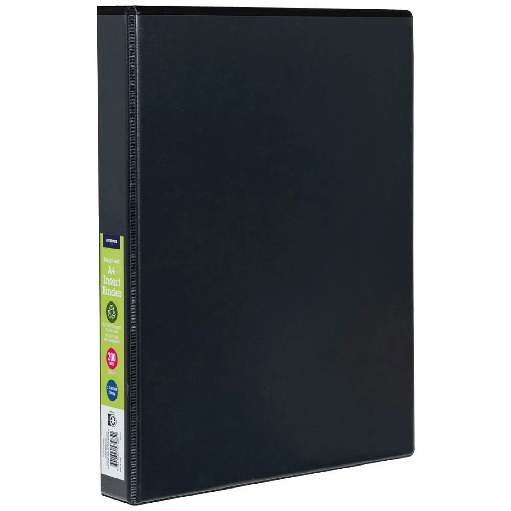 1 J.Burrows Insert Binder A4 3 D-Ring 25mm Black, 1 of 6