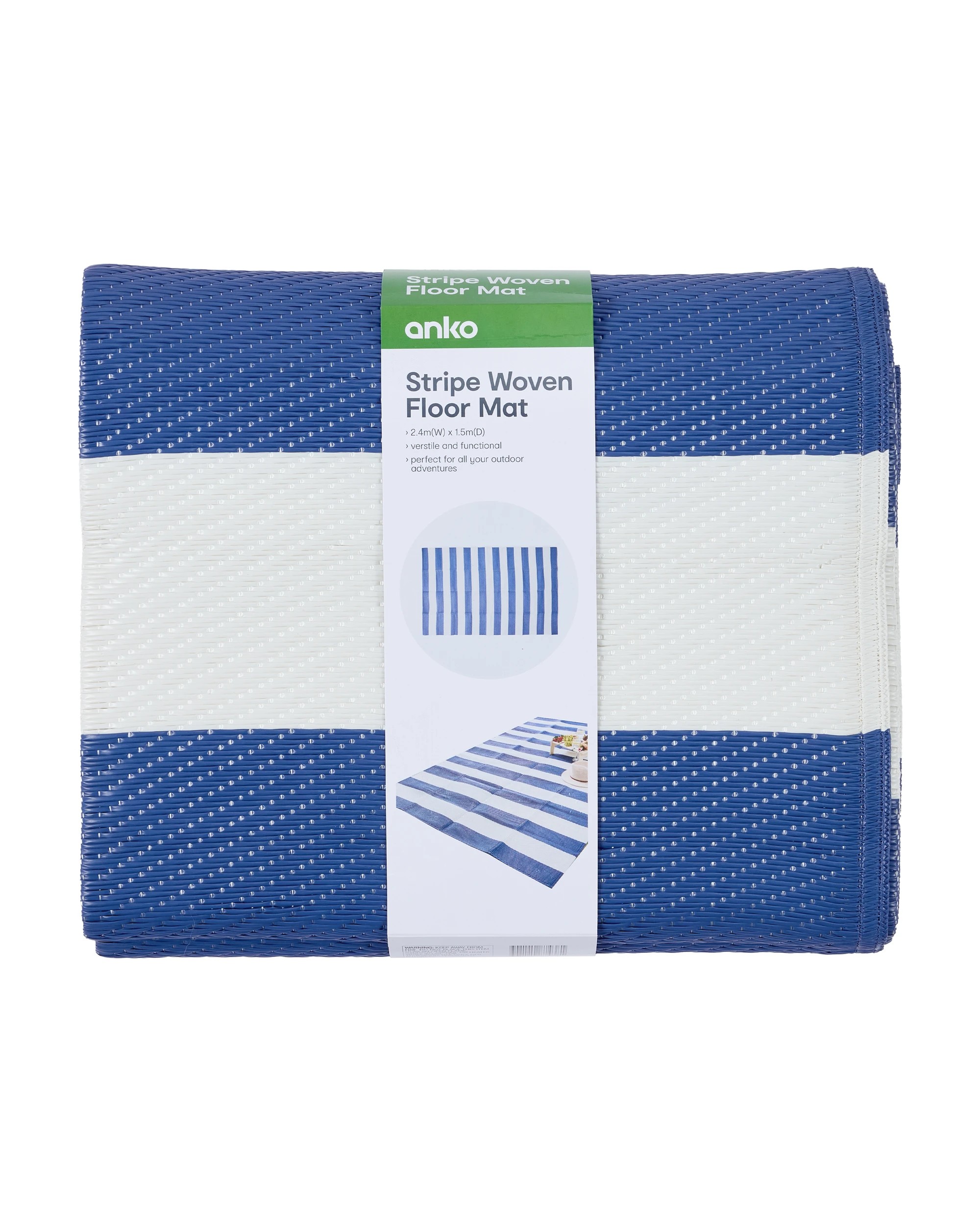 8 Woven Floor Mat - Blue Stripe, 8 of 8