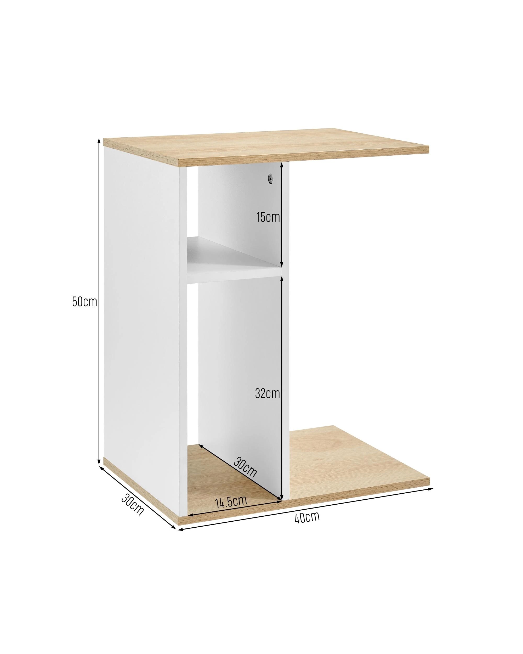 8 Kodu C Table Side Table with Storage Shelf Oak Look - White, 8 of 8