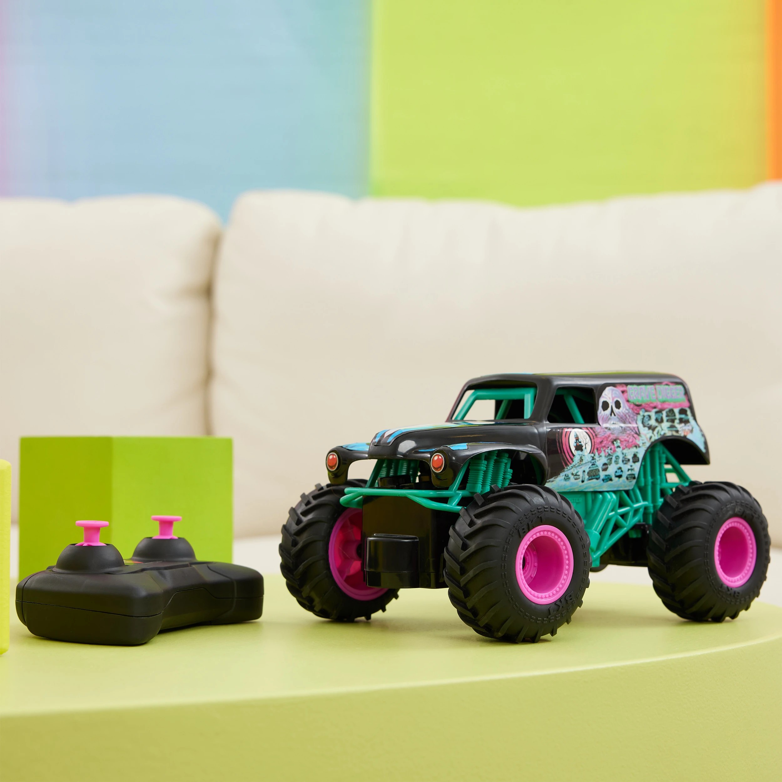 9 Monster Jam Nitro Neon Grave Digger Remote Control Truck, 9 of 10
