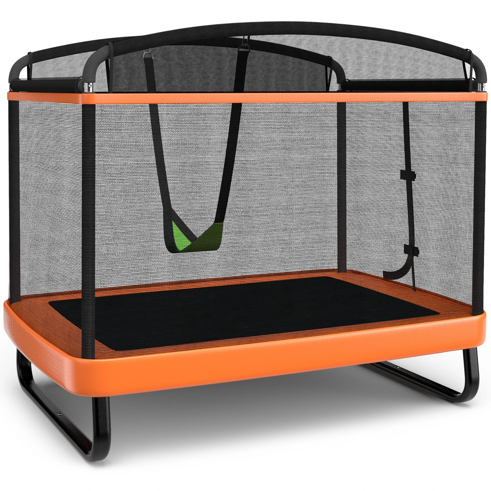 1 Costway Kids Trampoline w/Enclosure Security Net Pad & Swing Outdoor Jumping Gift - Orange, 1 of 2