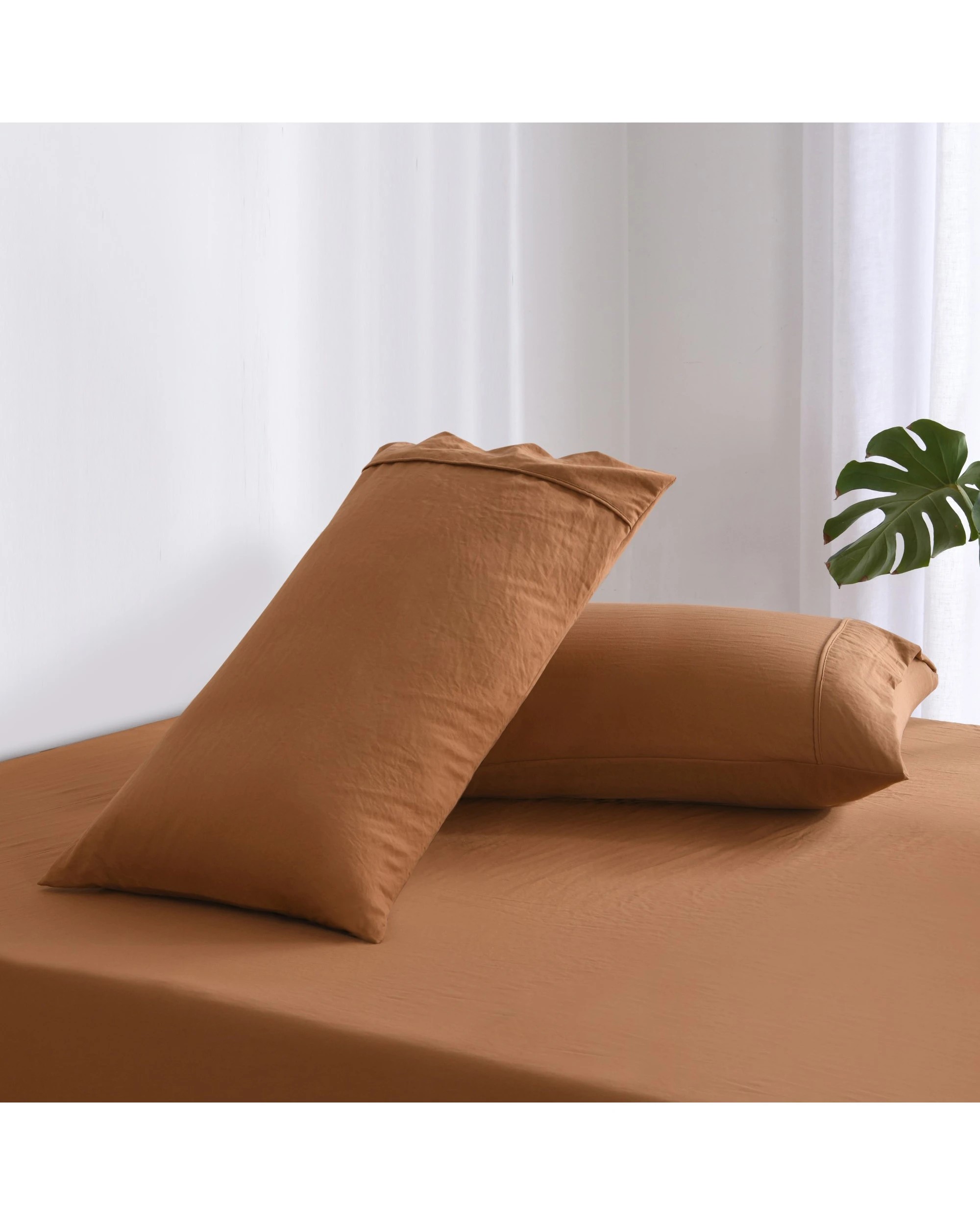 2 Dreamaker Superfine Washed Microfibre King Pillowcase Twin Pack - Rust, 2 of 5
