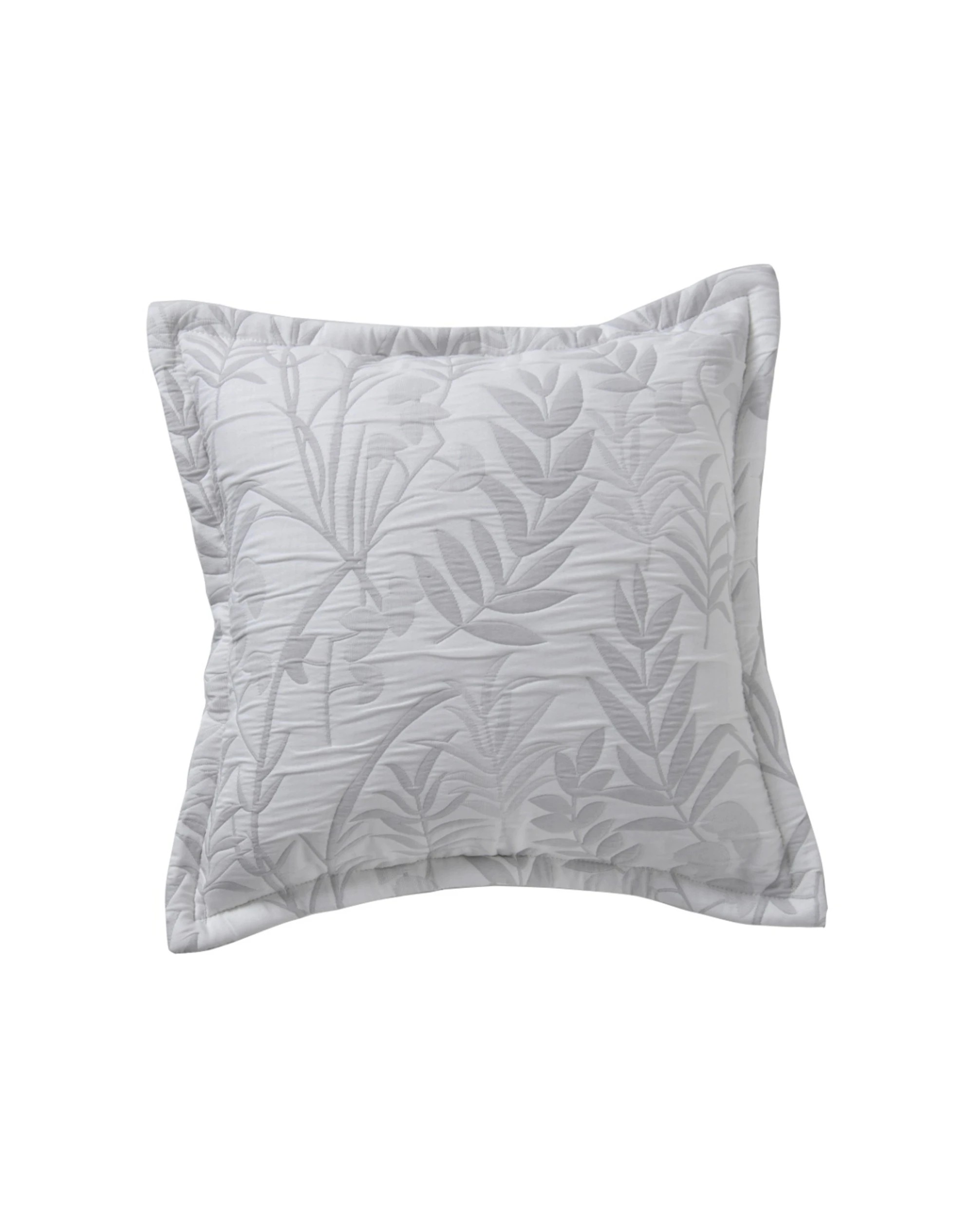 1 Bianca Ember Botanic Square Polyester Cotton Decor Cushion Jacquard Fabric - Grey, 1 of 1