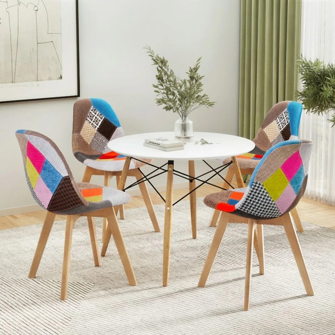 3 1 Artiss Dining Table and 4 Chairs Set DSW - Multi, 3 of 5