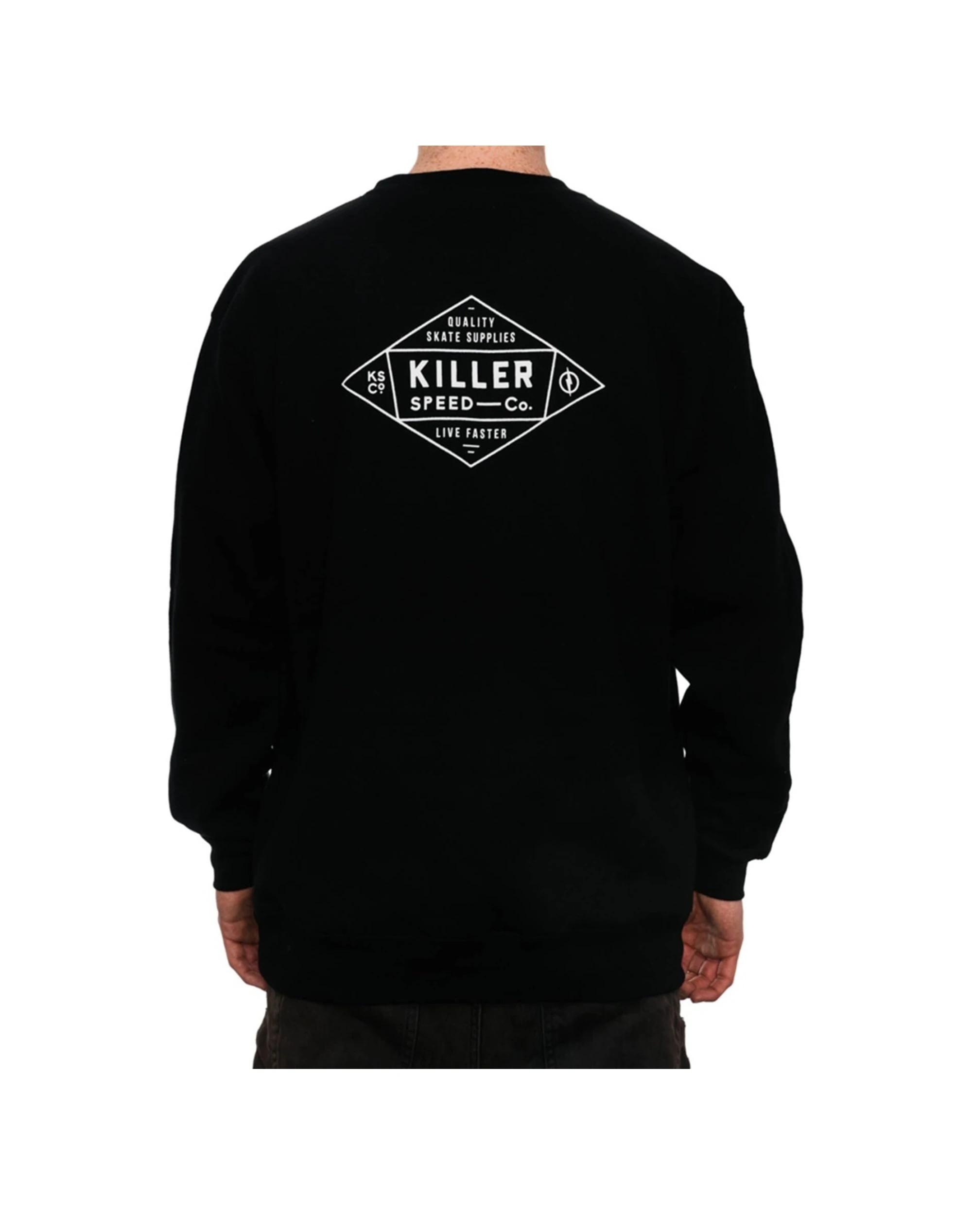 2 Killer Speed Co Mens Lockup Crewneck Cotton Jumper Regular Fit Durable BLACK, 2 of 2