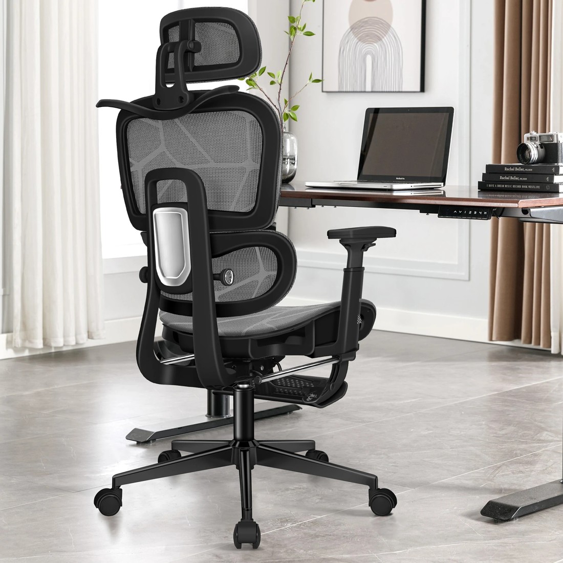 3 Alfordson Ergonomic Office Chair Mesh Executive Gaming Work Seat - Black Grey, 3 of 10