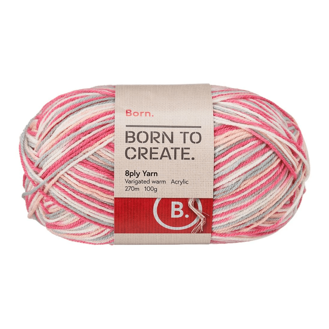 1 Born 8 Ply Yarn 100g Varigated Warm, 1 of 3