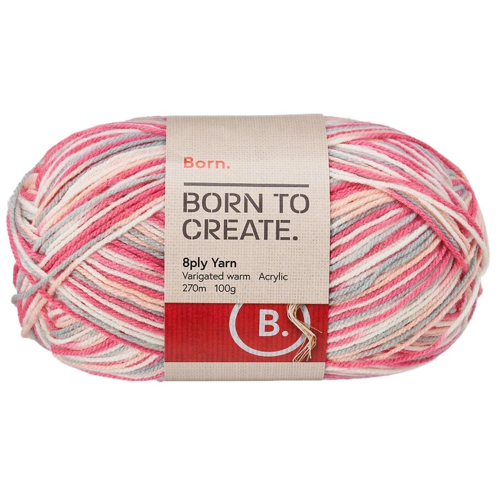 1 Born 8 Ply Yarn 100g Varigated Warm, 1 of 3
