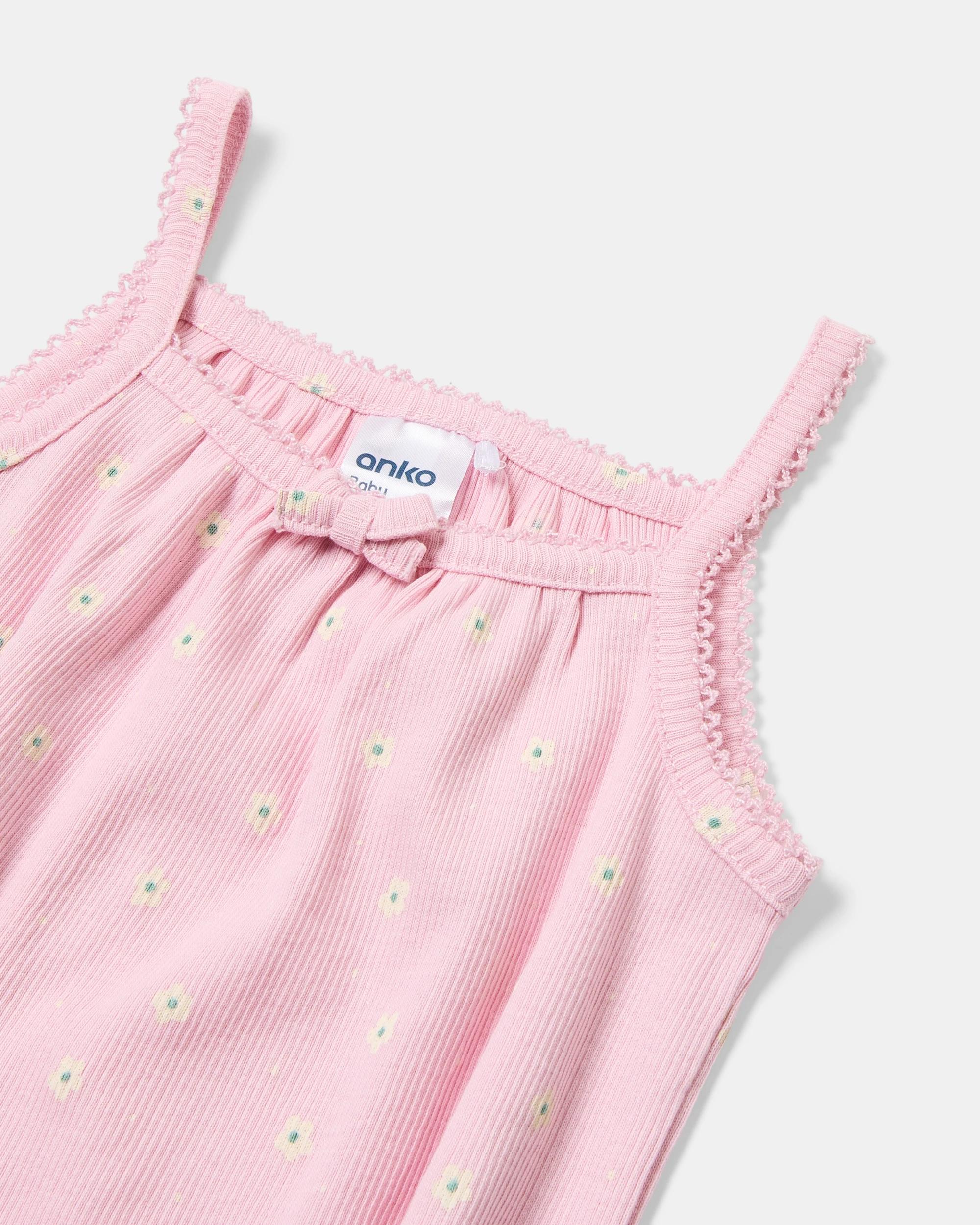 8 3 Pack Sleeveless Rib Bodysuits Daisies, 8 of 9