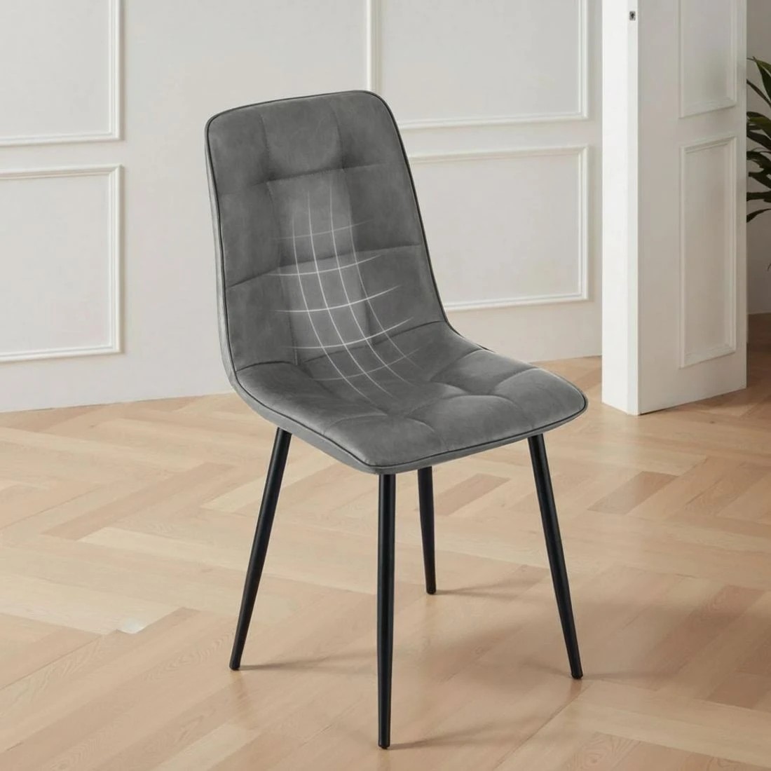 4 Artiss 4x Dining Chairs Retro PU Leather Kitchen Lounge Cafe Accent Chair - Grey, 4 of 6