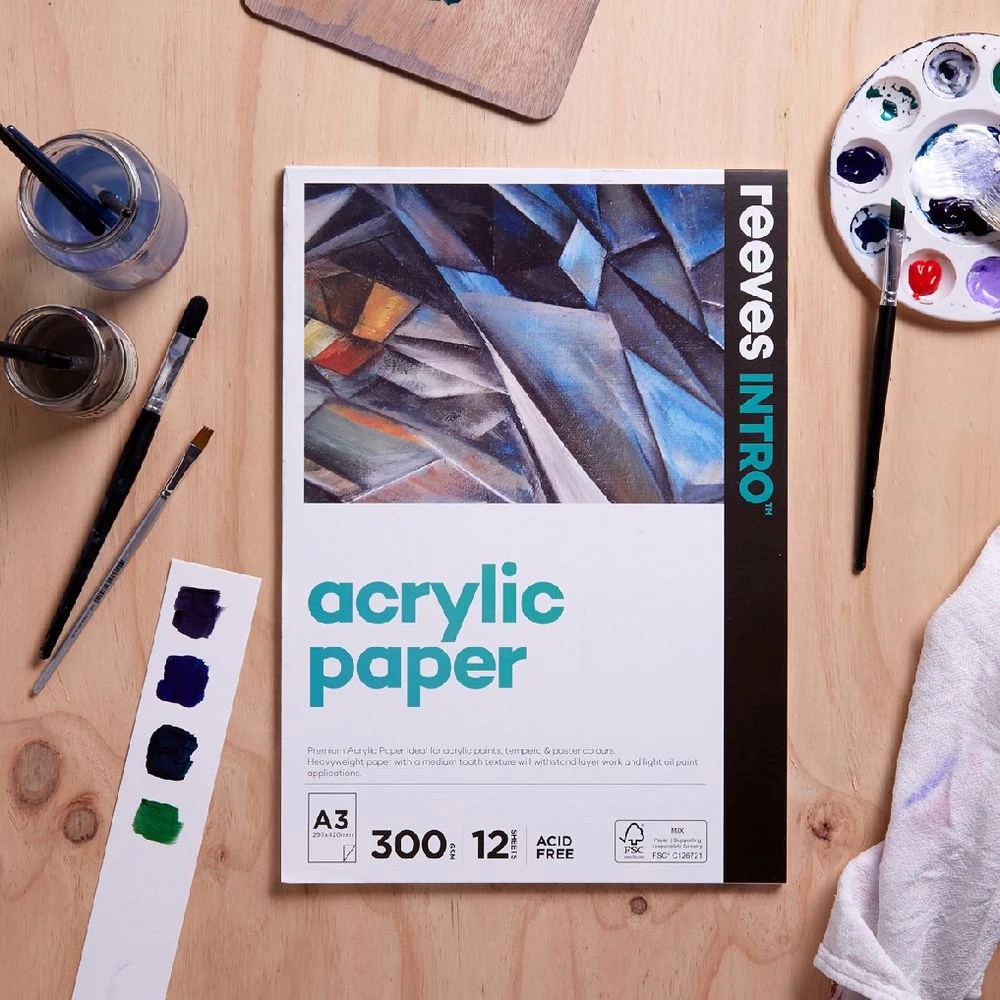2 Reeves Intro A3 Acrylic Pad 300gsm 12 Sheets, 2 of 4