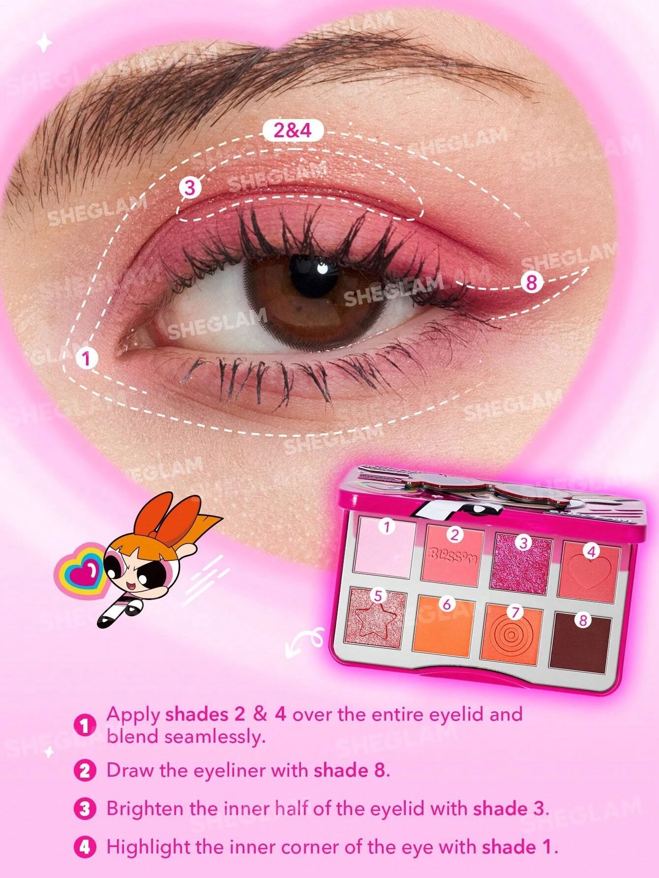 4 The Powerpuff Girls x SHEGLAM The Professor's Girls Eyeshadow Palette - The Leader, 4 of 7