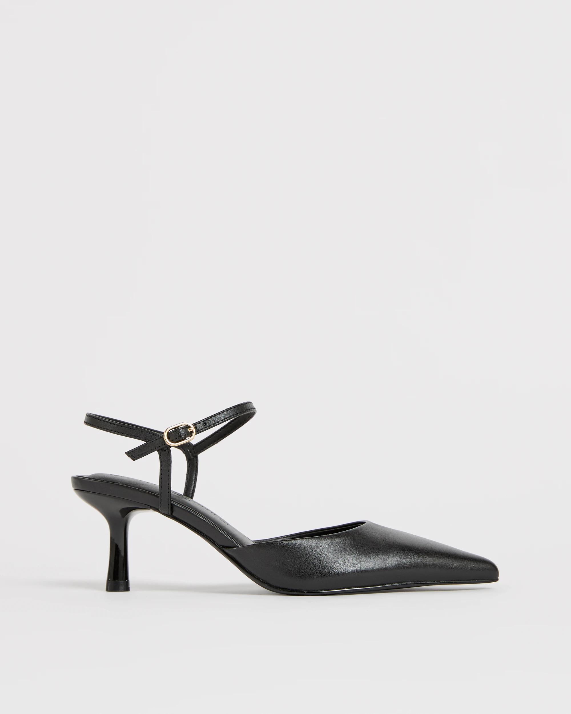 1 Target Woman Genuine Suede Leather Point Toe Ankle Strap Heels BLACK, 1 of 3