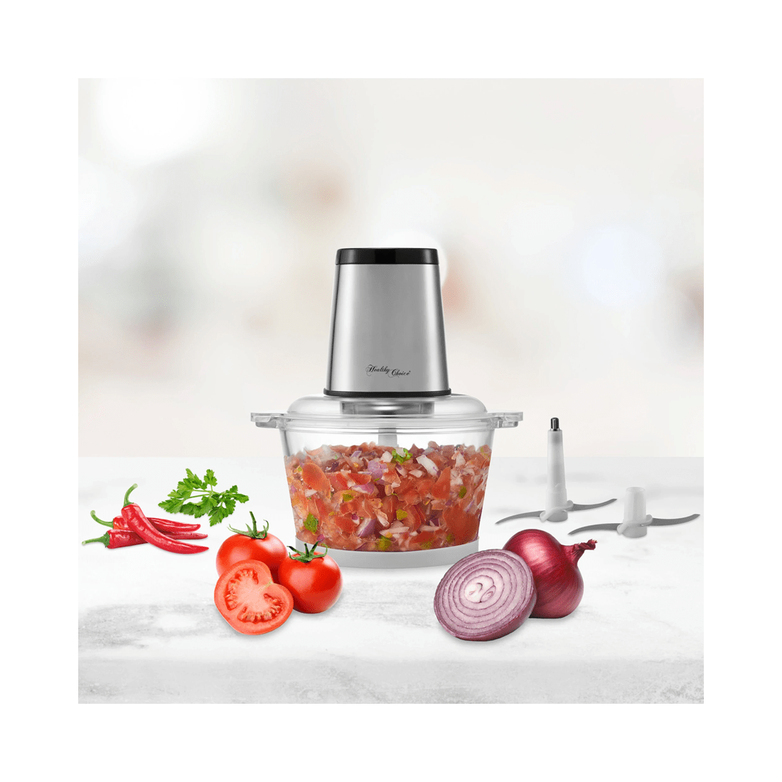 5 Healthy Choice Large Powerful Food Chopper/ Stainless Steel/ 2kg Capacity/ 300W, 5 of 5