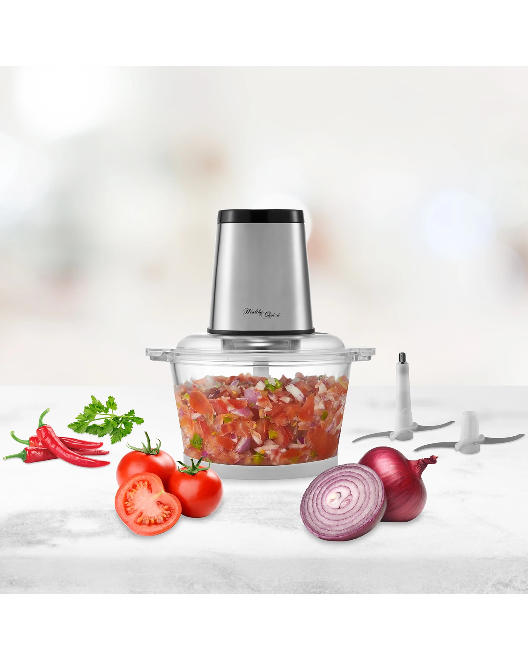 5 Healthy Choice Large Powerful Food Chopper/ Stainless Steel/ 2kg Capacity/ 300W, 5 of 5
