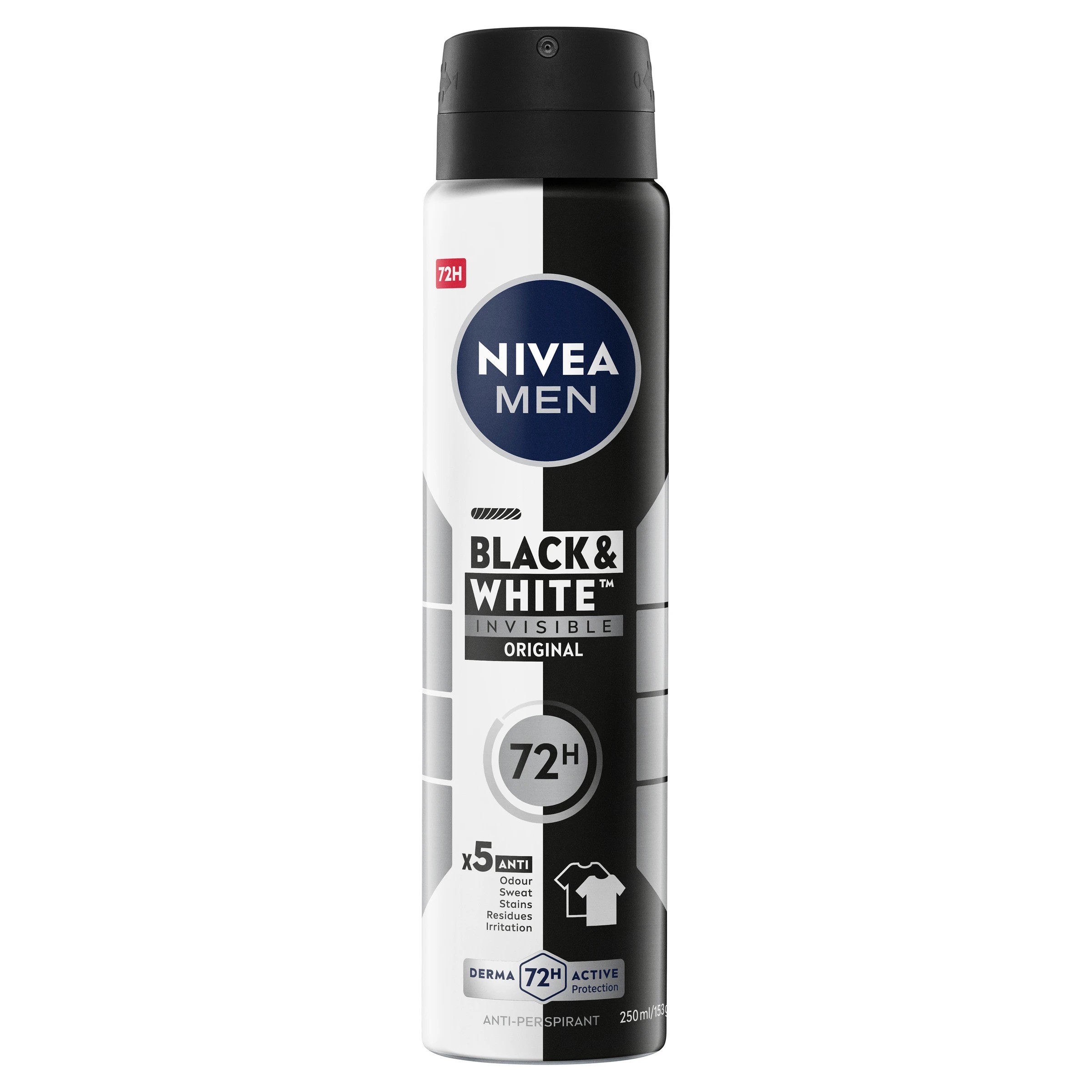 1 Nivea Men Black & White Invisible Original Anti-Perspirant Aerosol Deodorant 250ml, 1 of 7