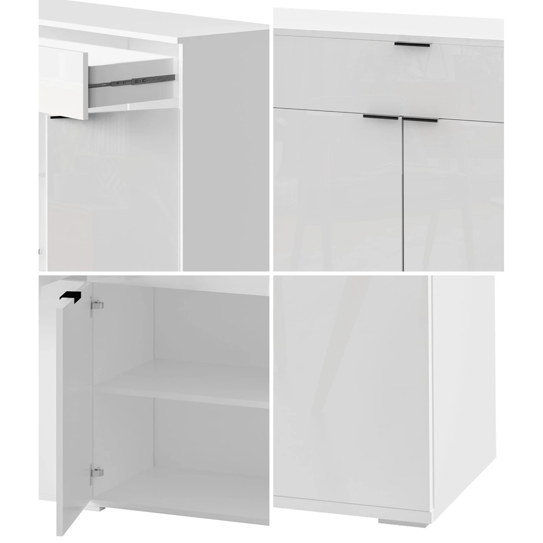 4 Oikiture Sideboard Buffet High Gloss
 - White, 4 of 10