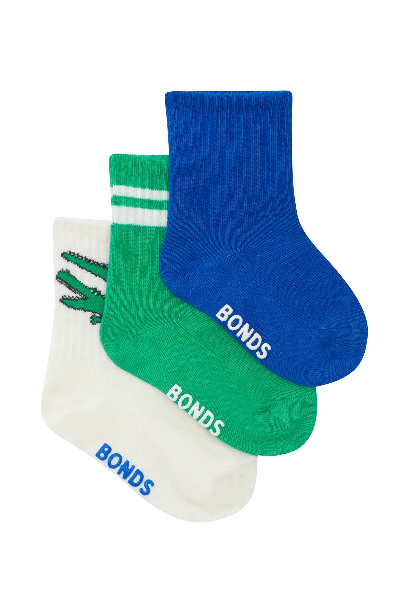 2 Bonds Baby 3 Pack Pattern Rib Crew Socks MULTI, 2 of 8