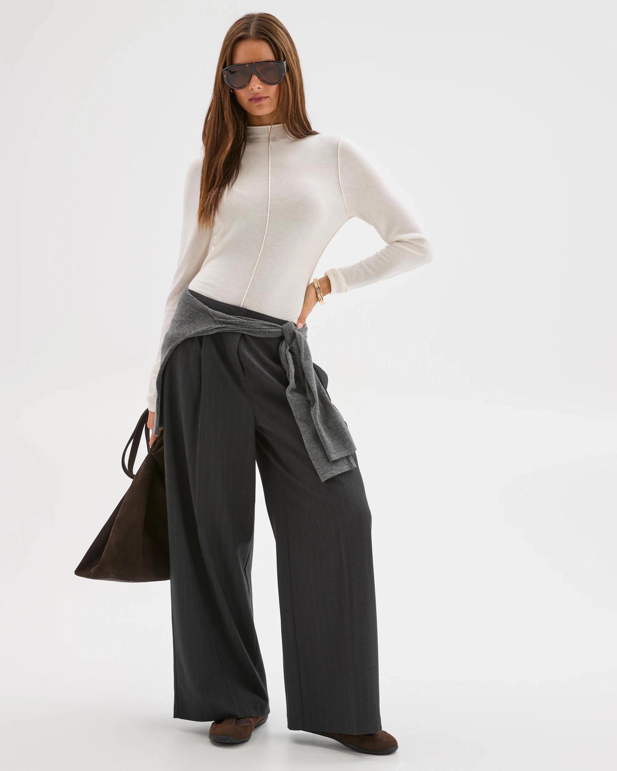 1 Lily Loves Wide Leg Tailored Pants CHARCOAL, 1 of 7