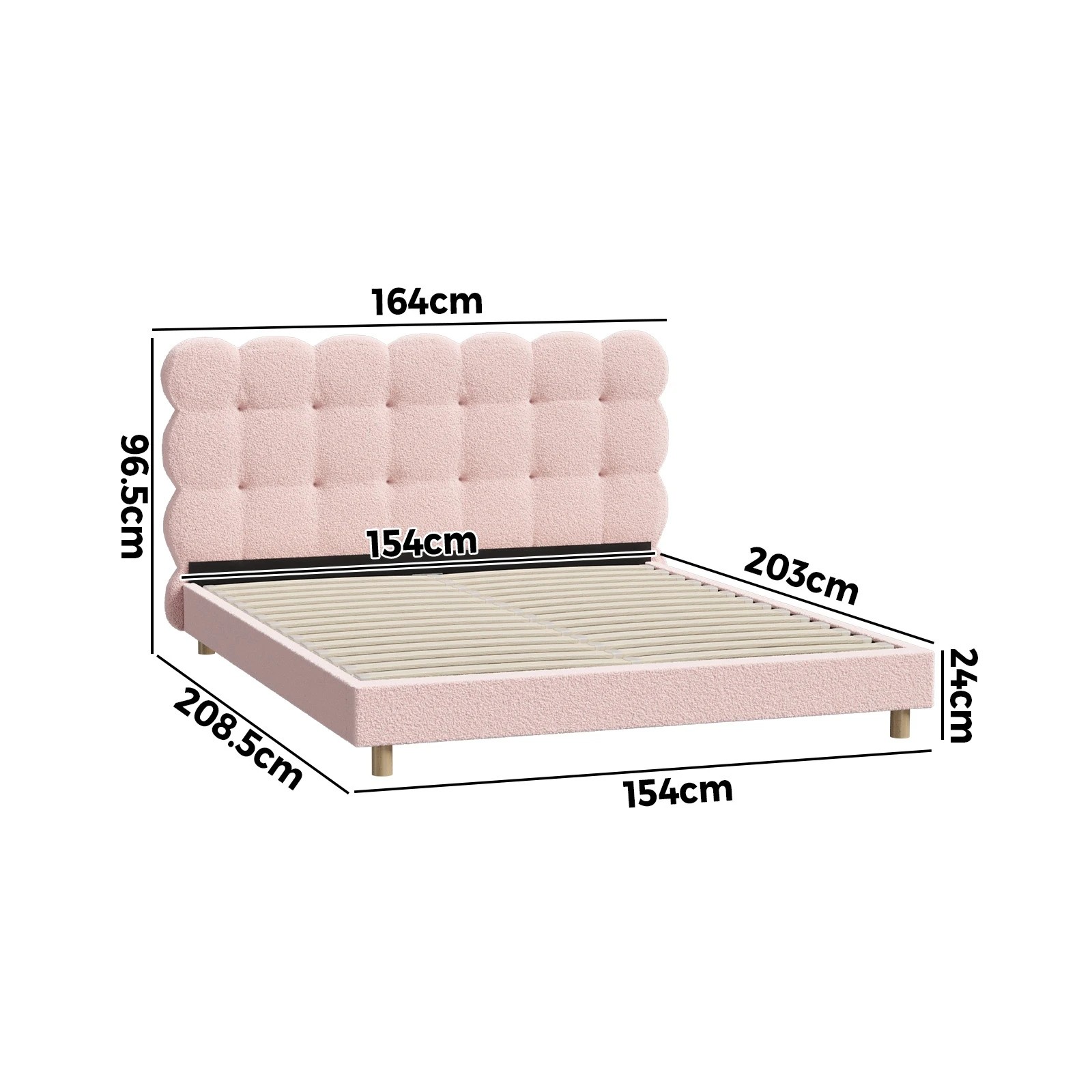 10 Oikiture Queen Bed Tufted Bedhead Boucle Bed Frame
 - Pink, 10 of 10